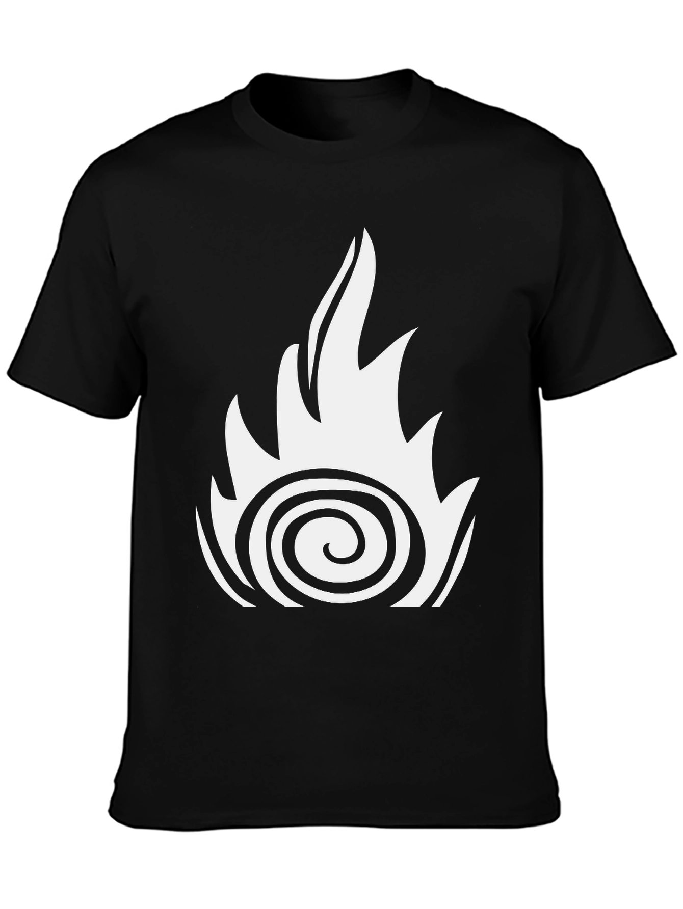 Fire Swirl Graphic Tee - Black Cotton Casual Shirt