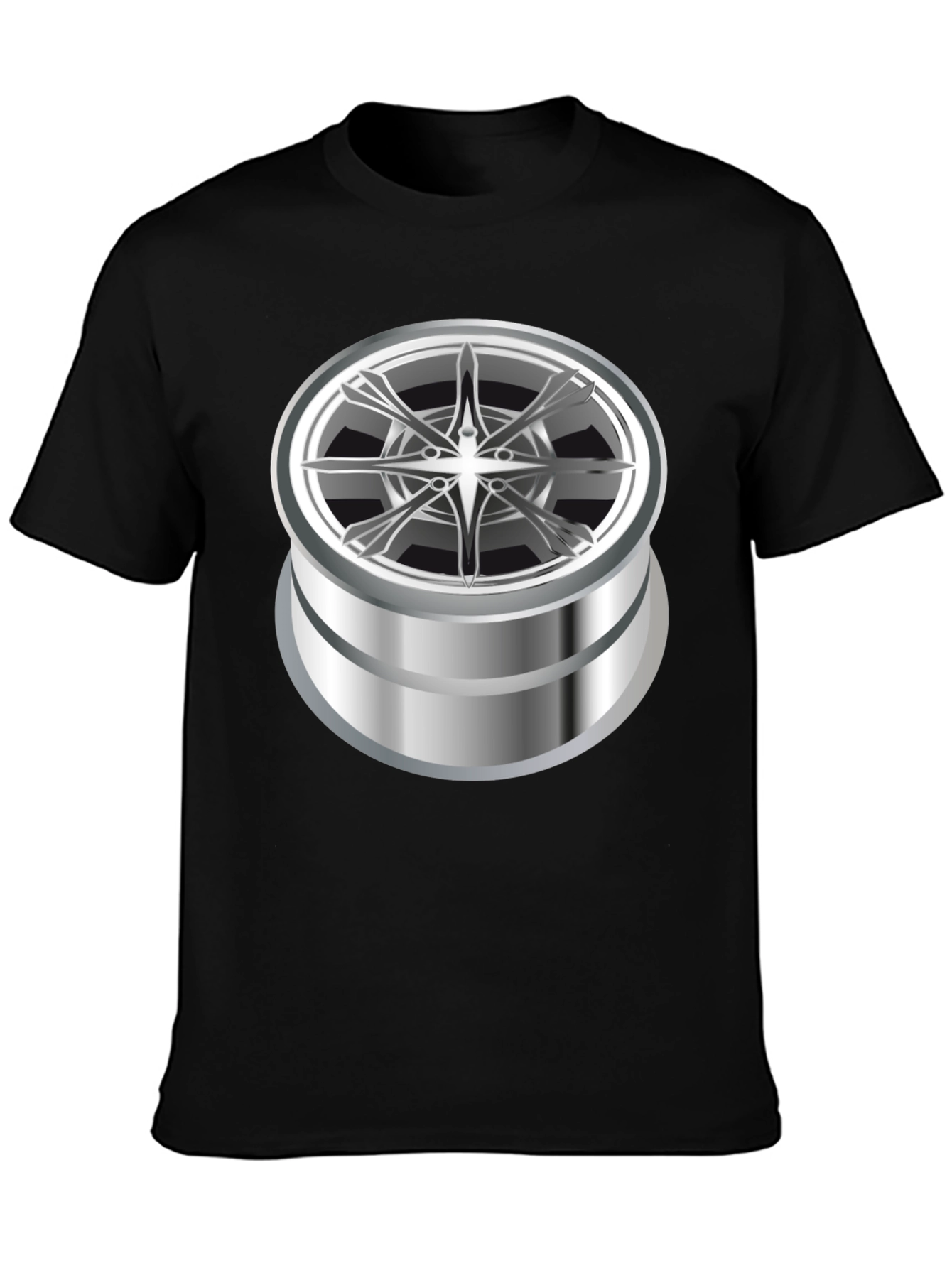 Graphic Tee with Abstract Chrome Design
