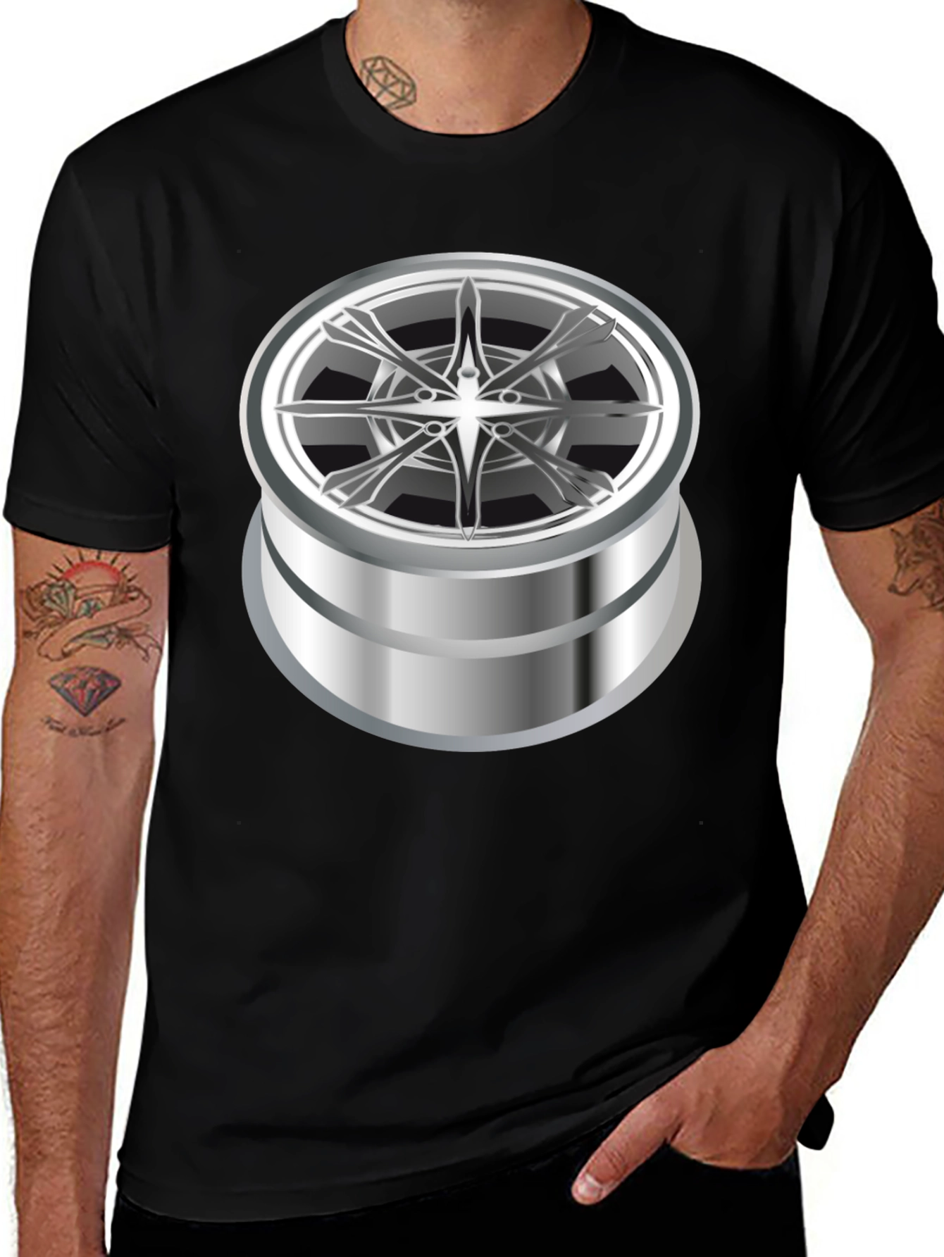 Graphic Tee with Abstract Chrome Design