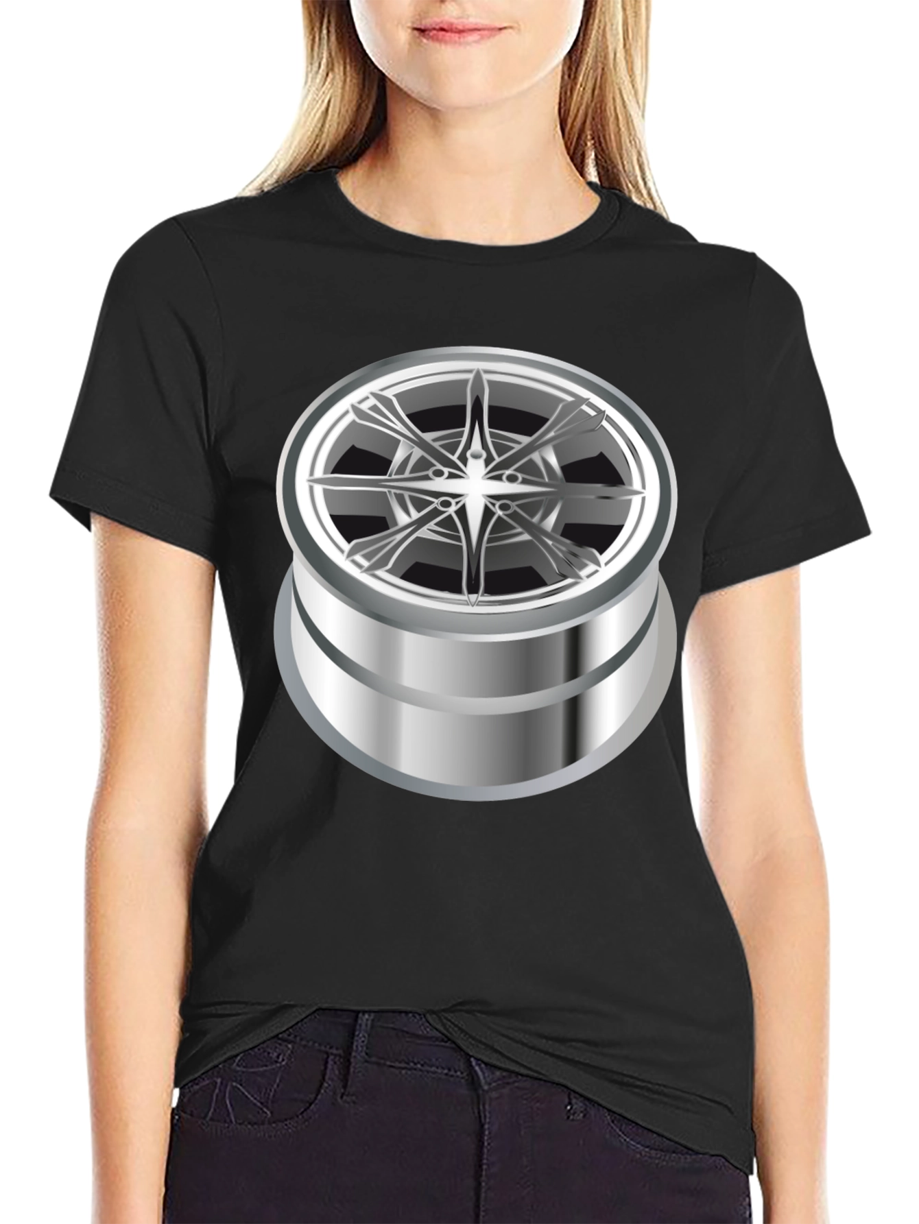 Graphic Tee with Abstract Chrome Design