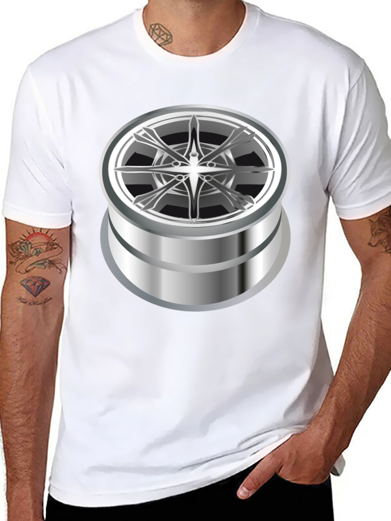 Graphic Tee with Abstract Chrome Design