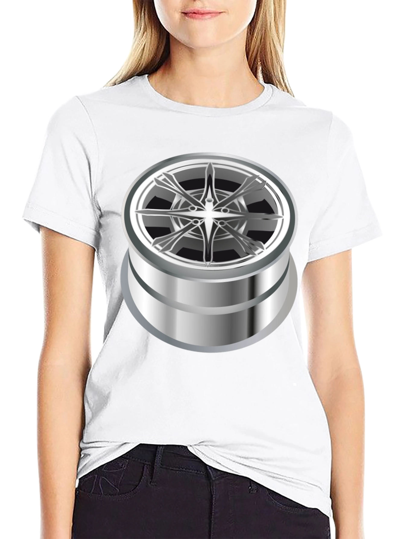 Graphic Tee with Abstract Chrome Design