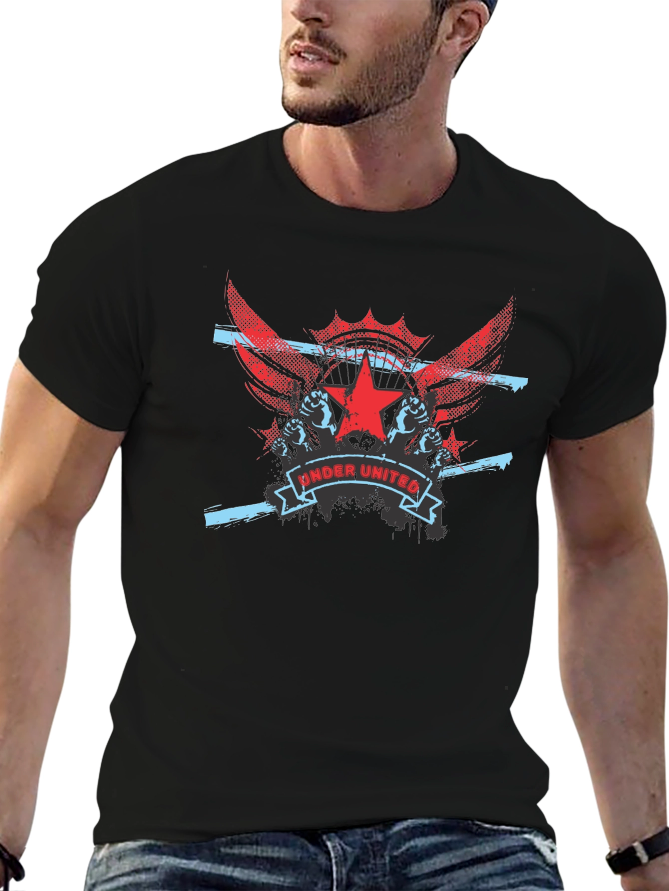 Under United Graphic Print Mens Black T-Shirt