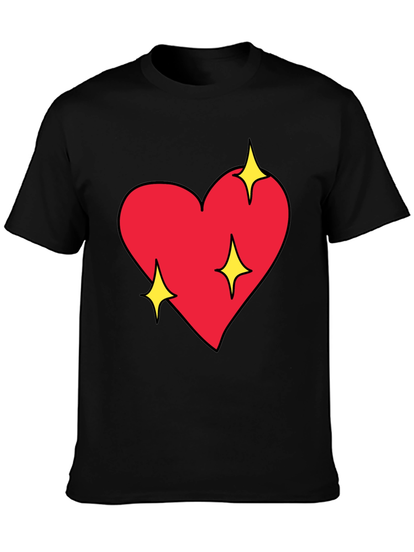 Sparkling Heart Graphic Black T-Shirt