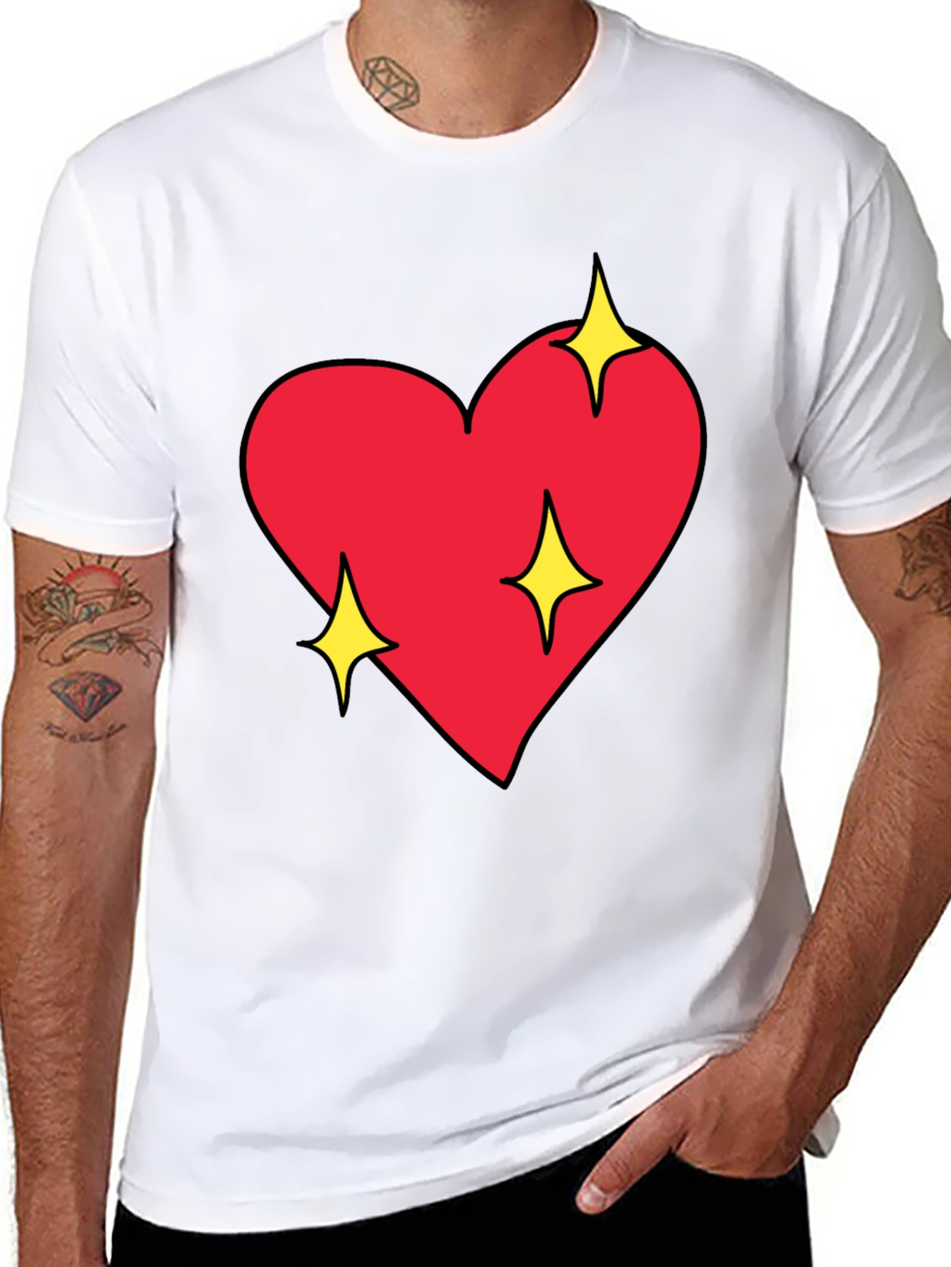 Sparkling Heart Graphic Black T-Shirt
