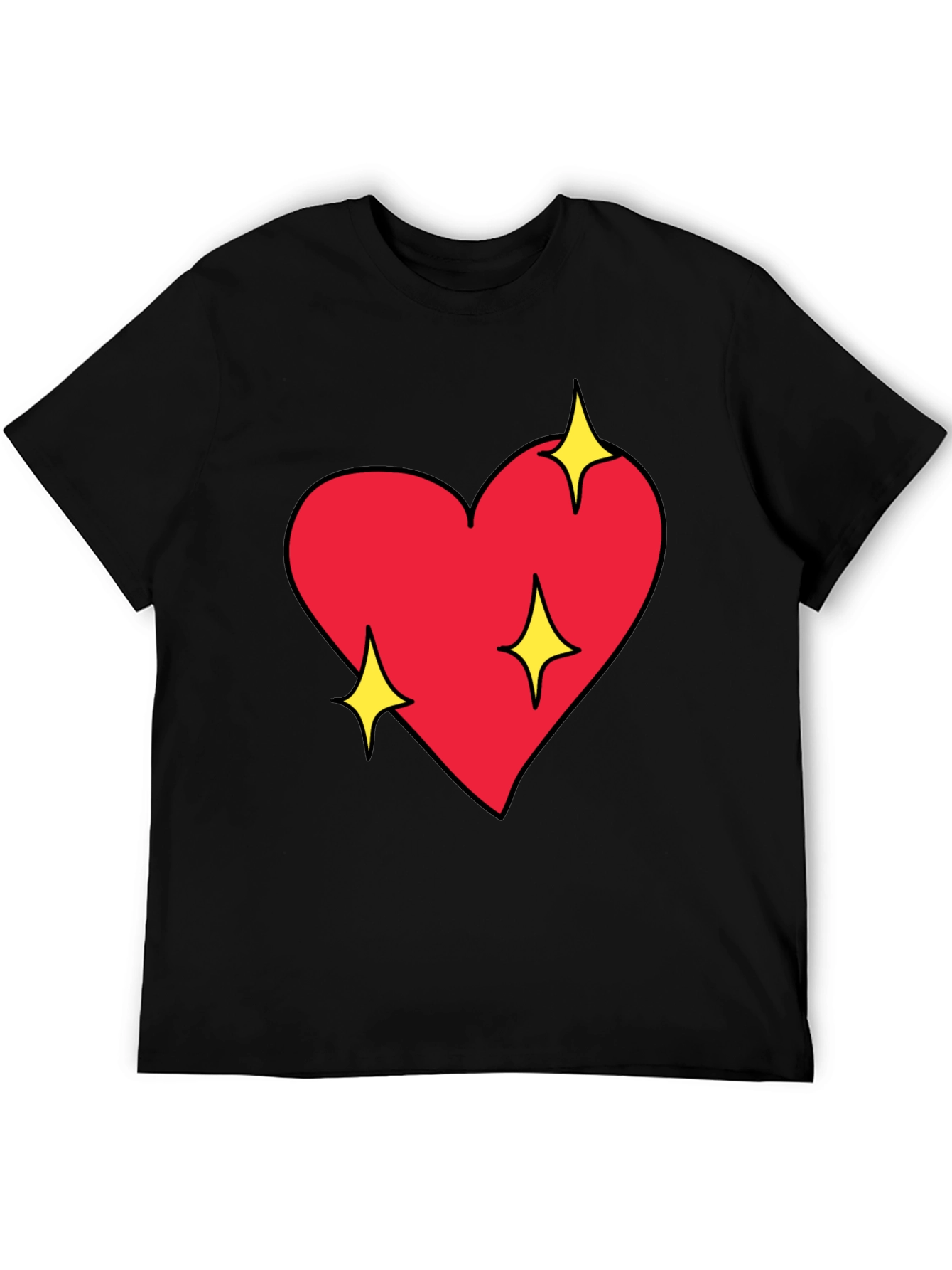Sparkling Heart Graphic Black T-Shirt