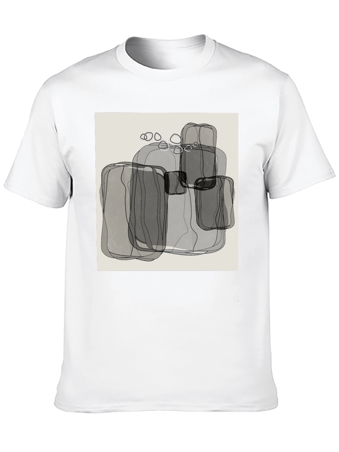 Abstract Gray Block Print Mens Black T-Shirt
