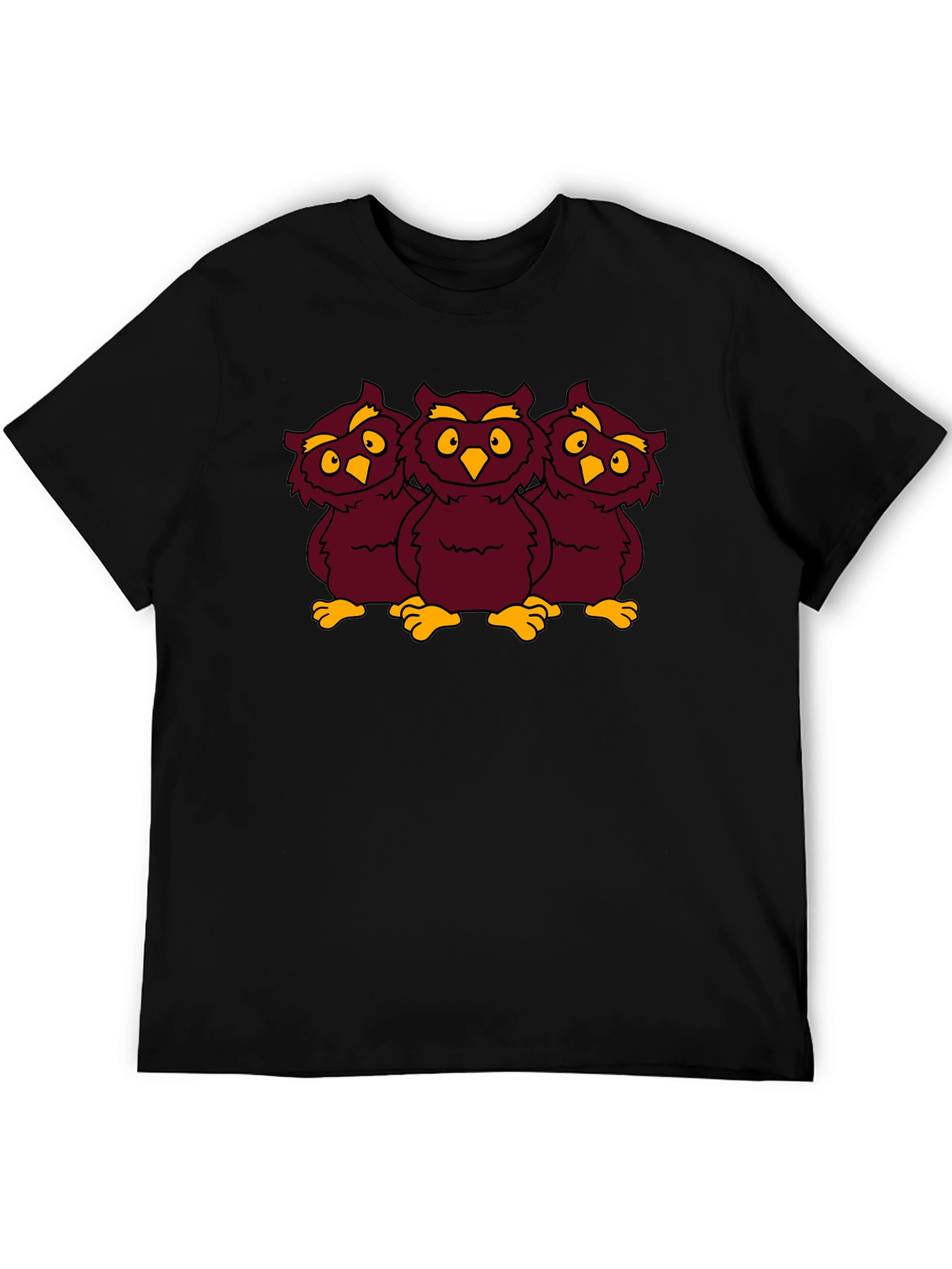 Three Owls Graphic Tee - Funny Cartoon Design
