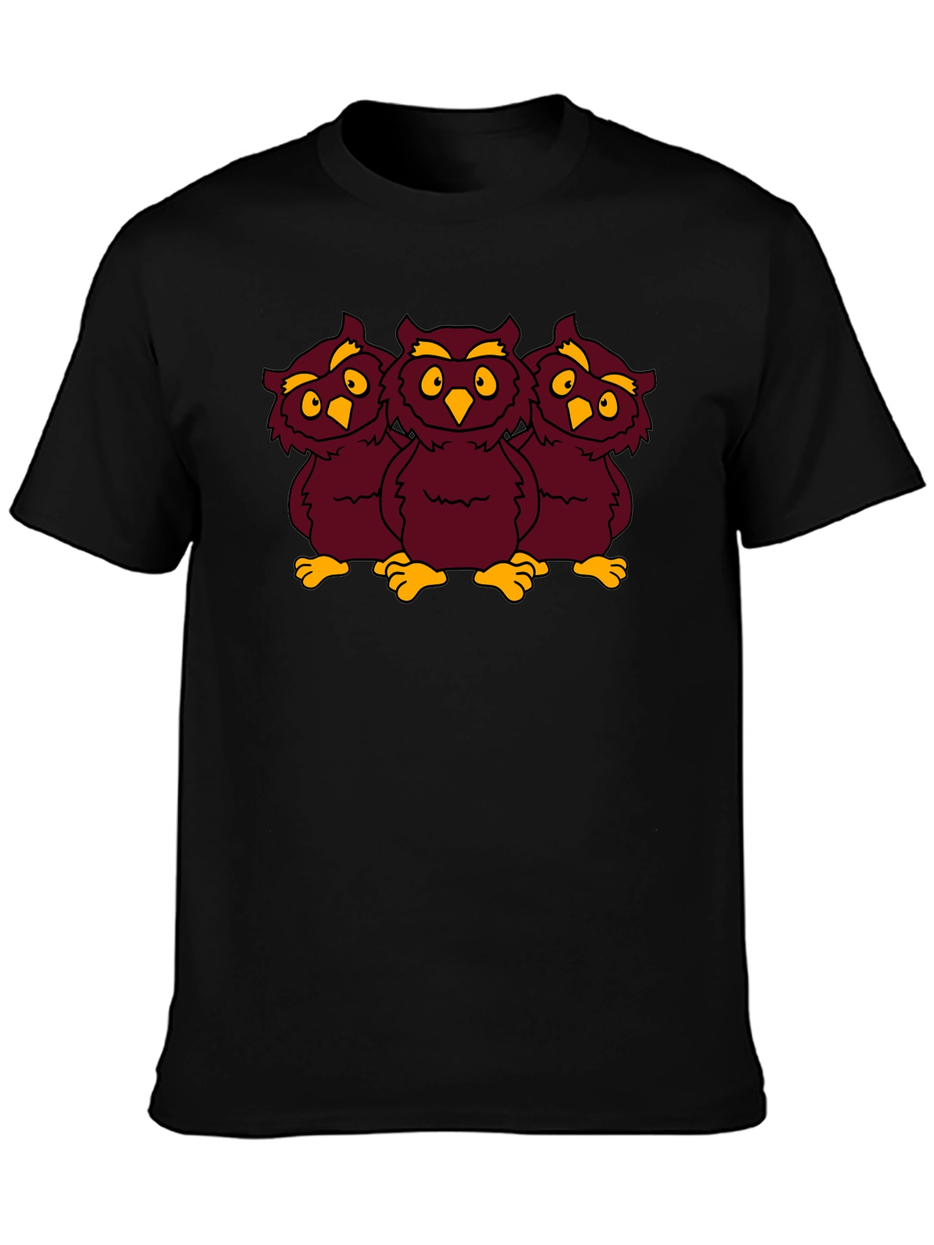 Three Owls Graphic Tee - Funny Cartoon Design