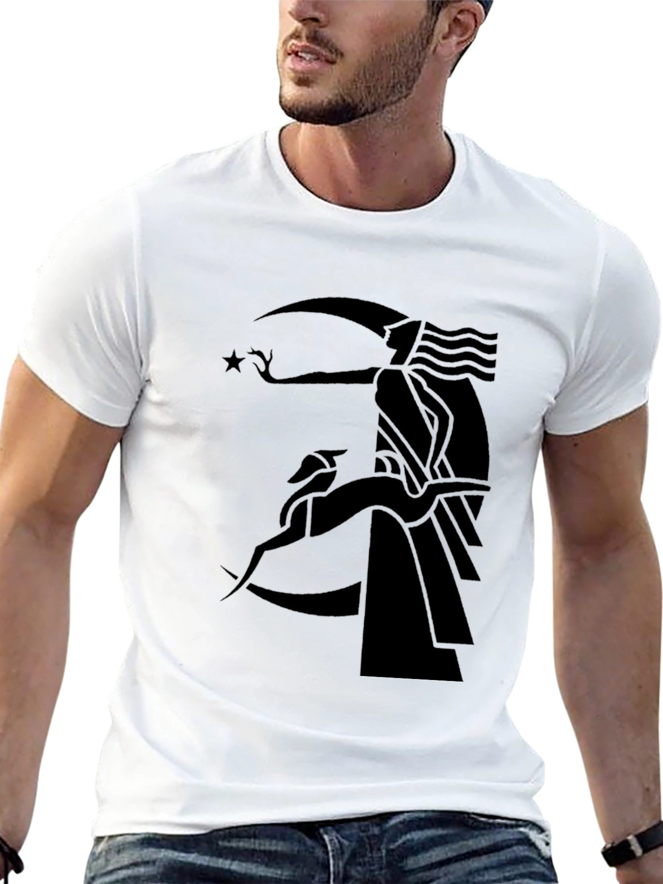Elegant Black Graphic Tee - Moon Goddess & Hound