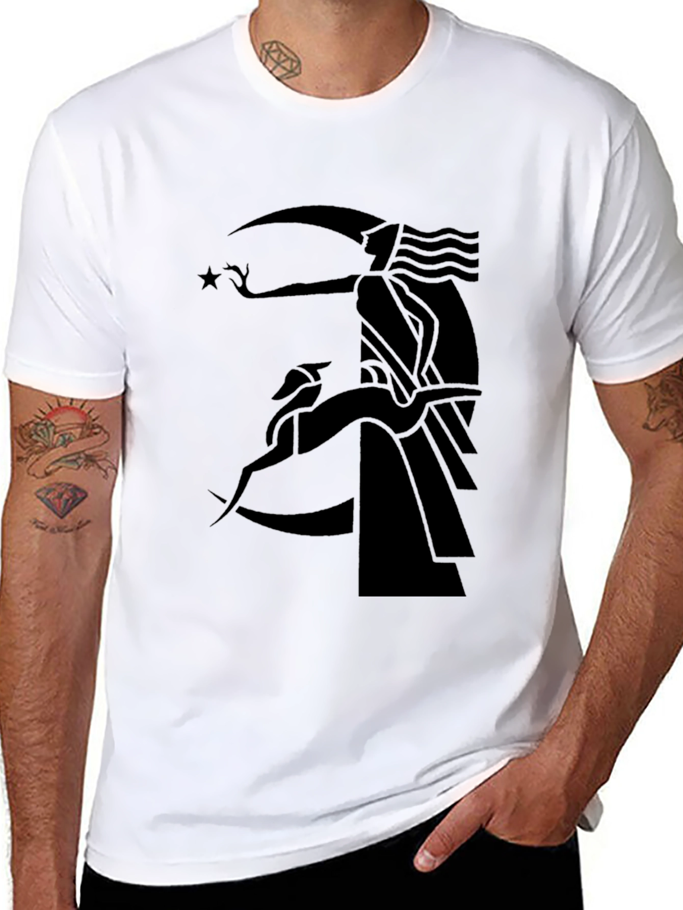 Elegant Black Graphic Tee - Moon Goddess & Hound