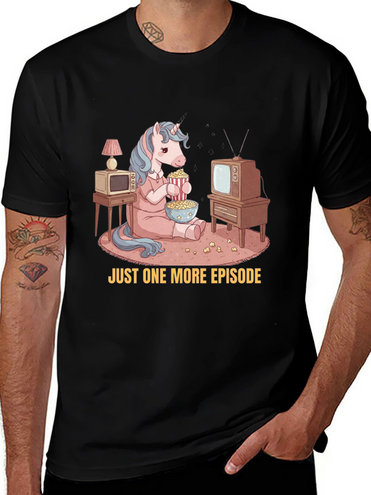 Unicorn Watching TV T-Shirt - Just One More Episode