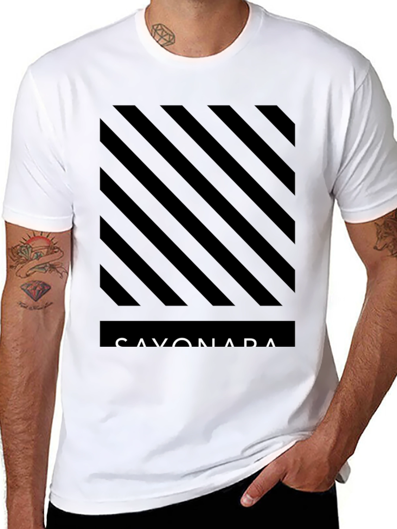 Diagonal Stripe Graphic Tee