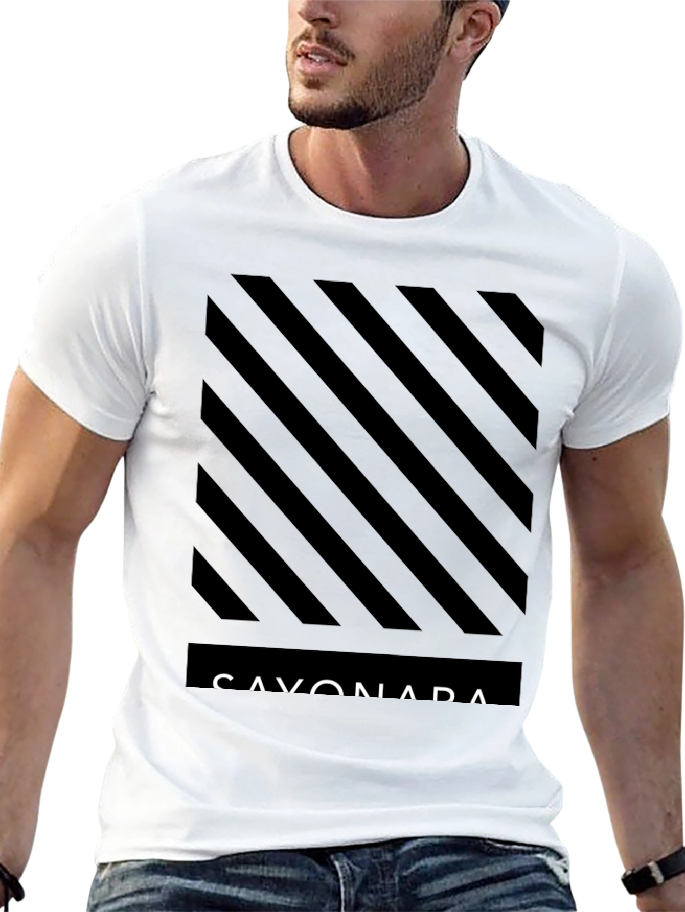 Diagonal Stripe Graphic Tee