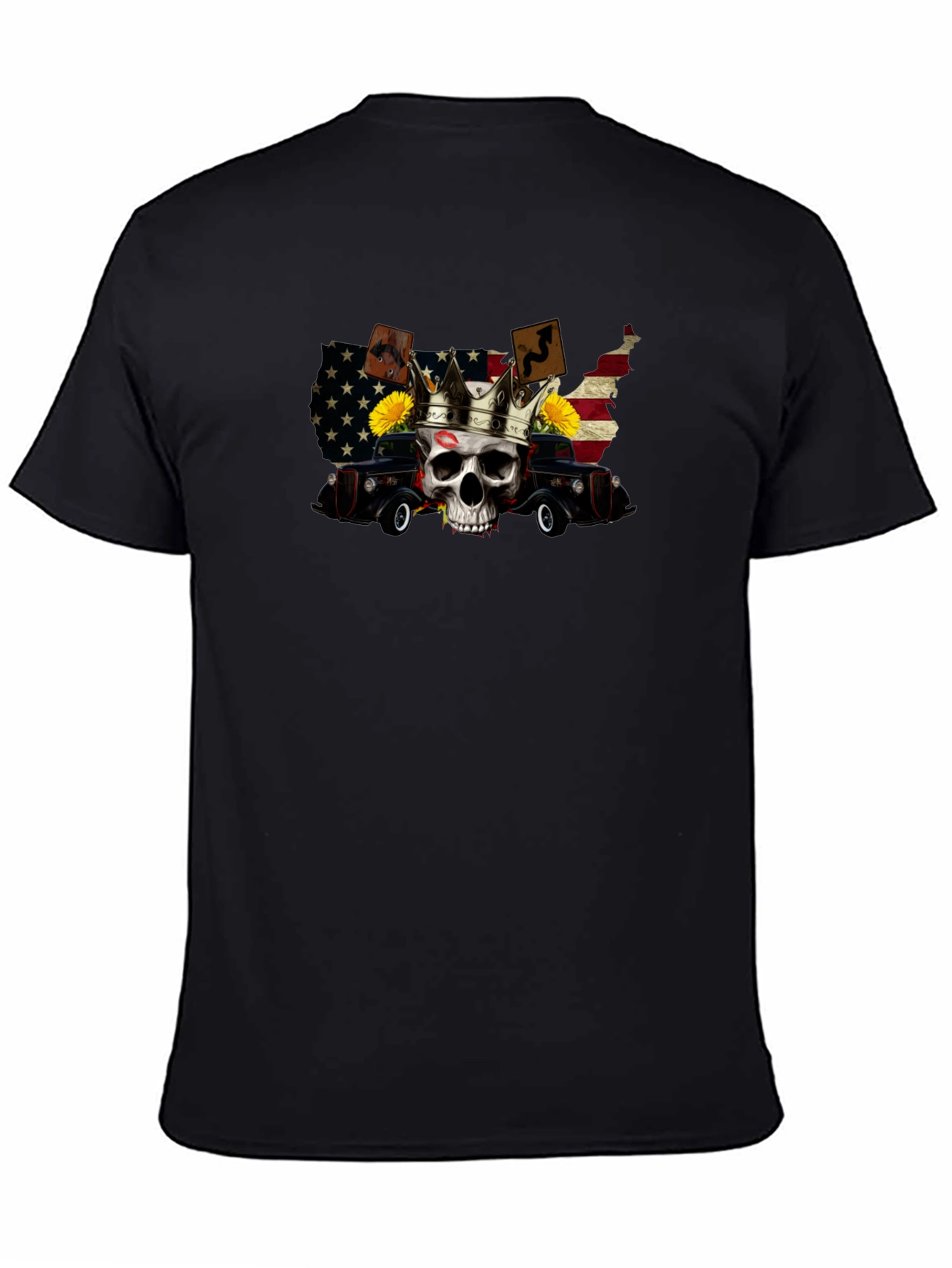 USA Skull Crown Car T-Shirt