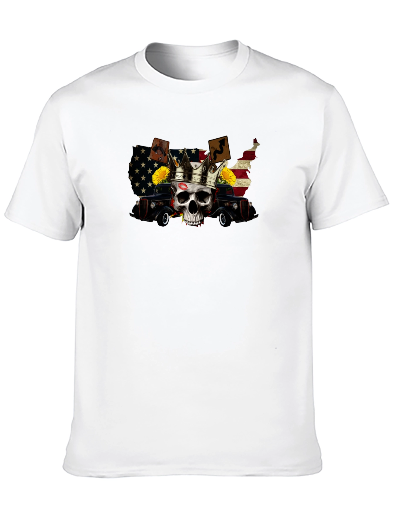 USA Skull Crown Car T-Shirt