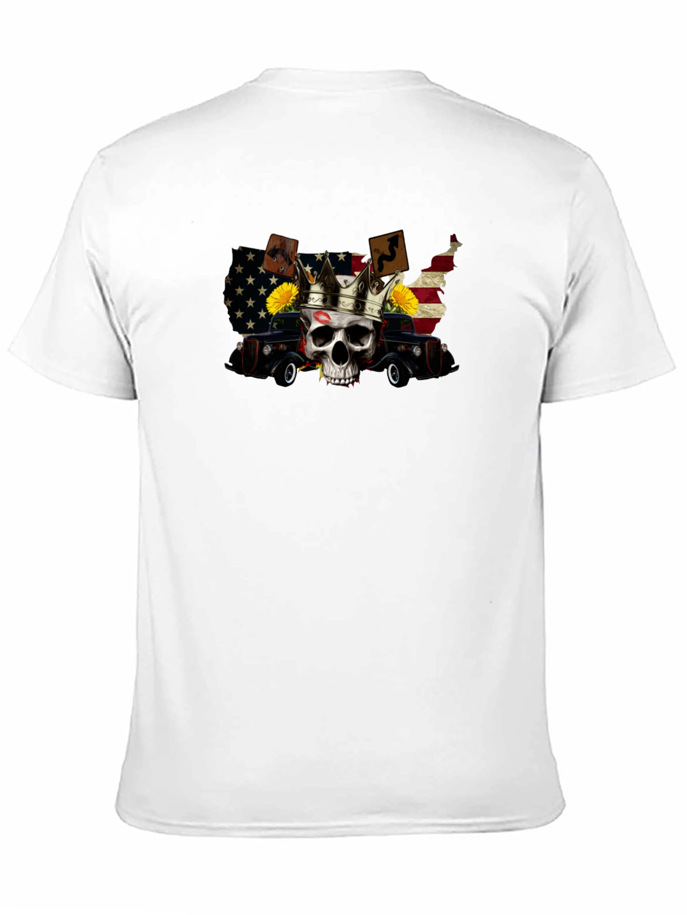 USA Skull Crown Car T-Shirt