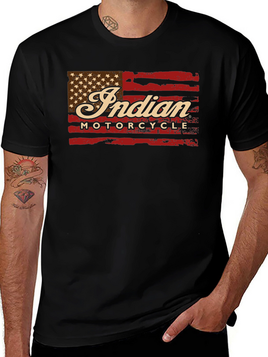 Vintage Indian Motorcycle Flag Graphic T-Shirt