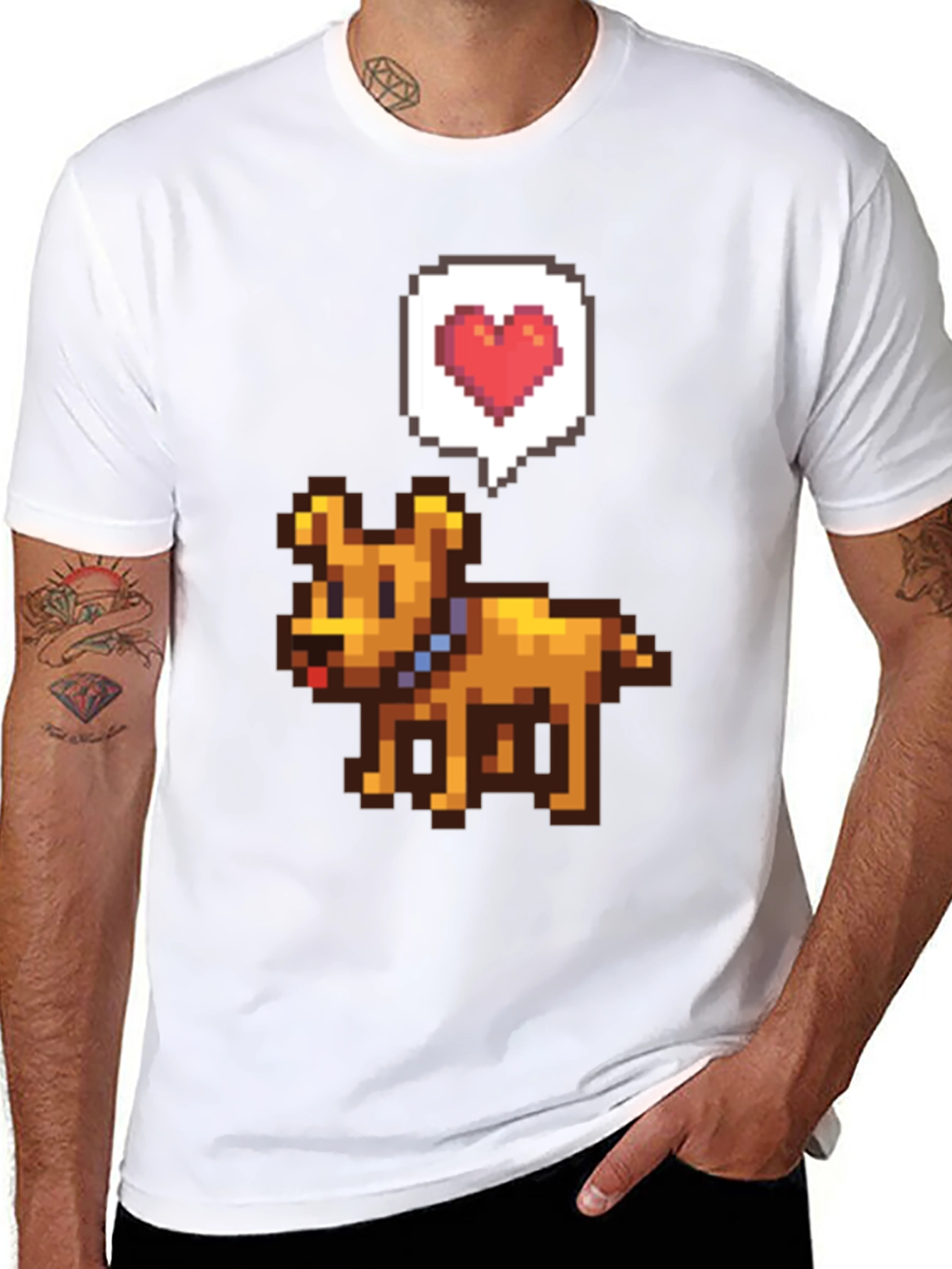 Pixel Art Dog T-Shirt - Gamer Style
