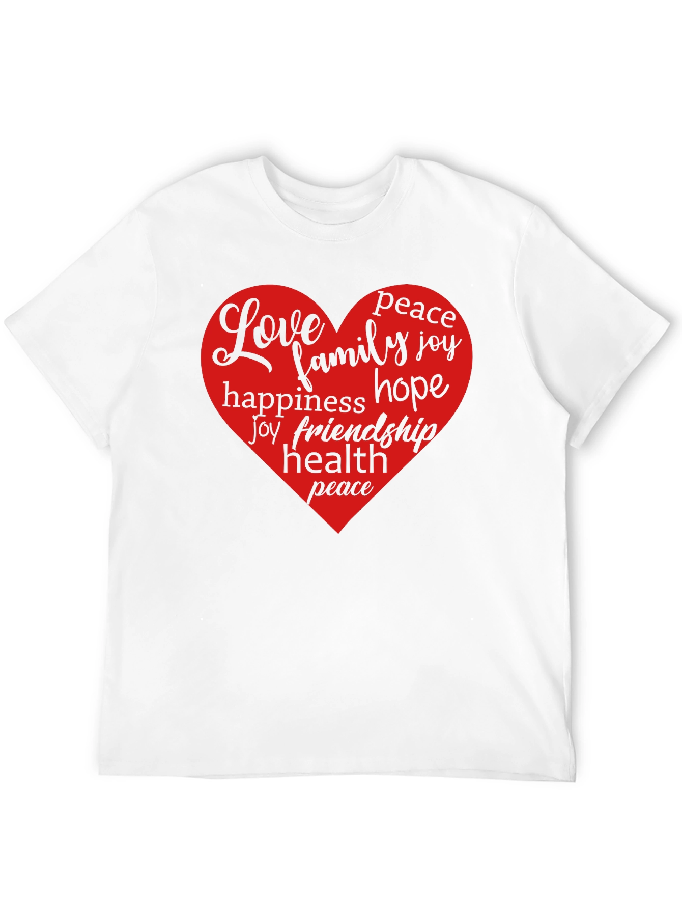 Love Heart Word Art Graphic T-Shirt - Black