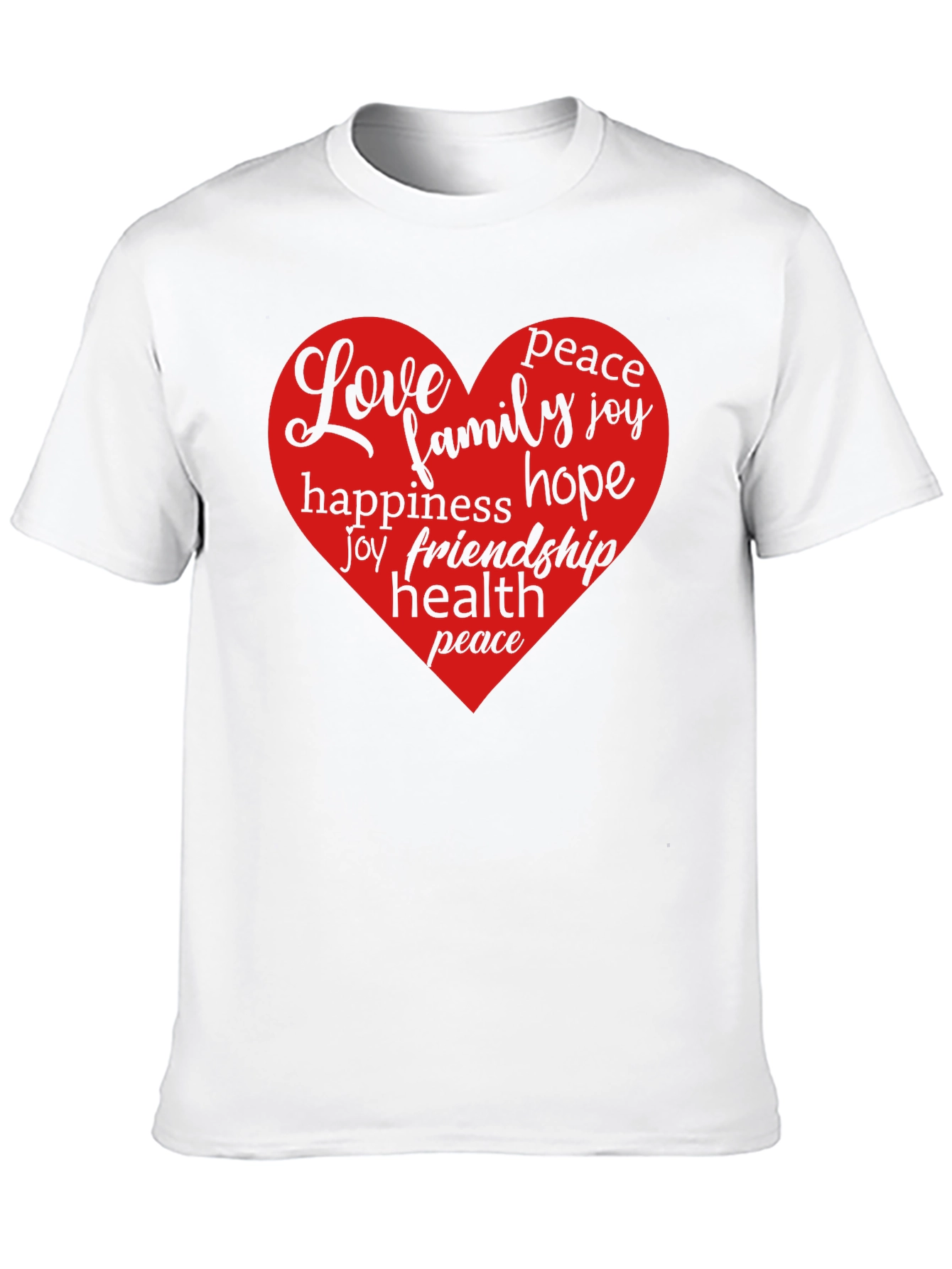 Love Heart Word Art Graphic T-Shirt - Black