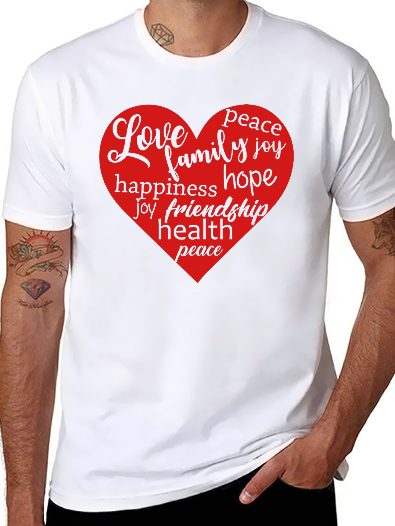 Love Heart Word Art Graphic T-Shirt - Black
