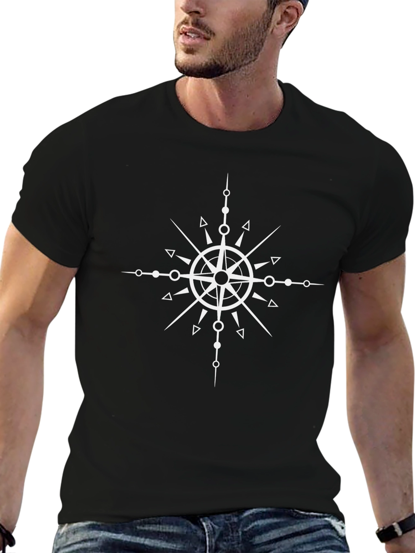 Compass Rose Graphic Black T-Shirt