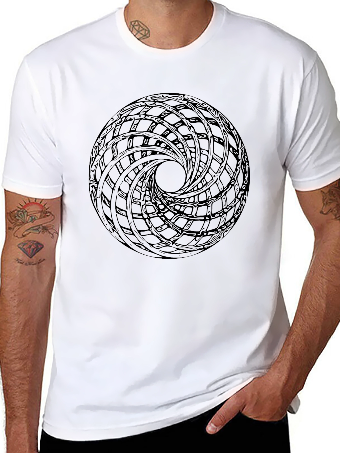 Abstract Geometric Circle Graphic Tee - Modern Style
