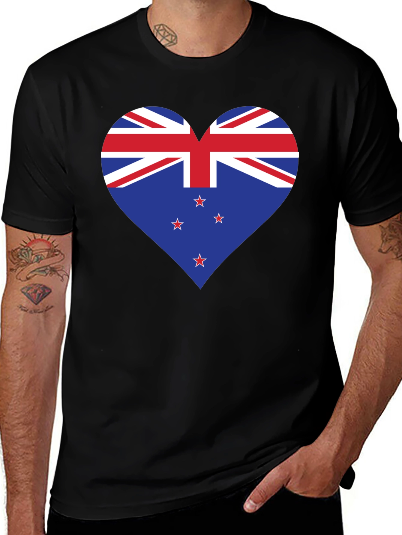 New Zealand Flag Heart Graphic T-Shirt