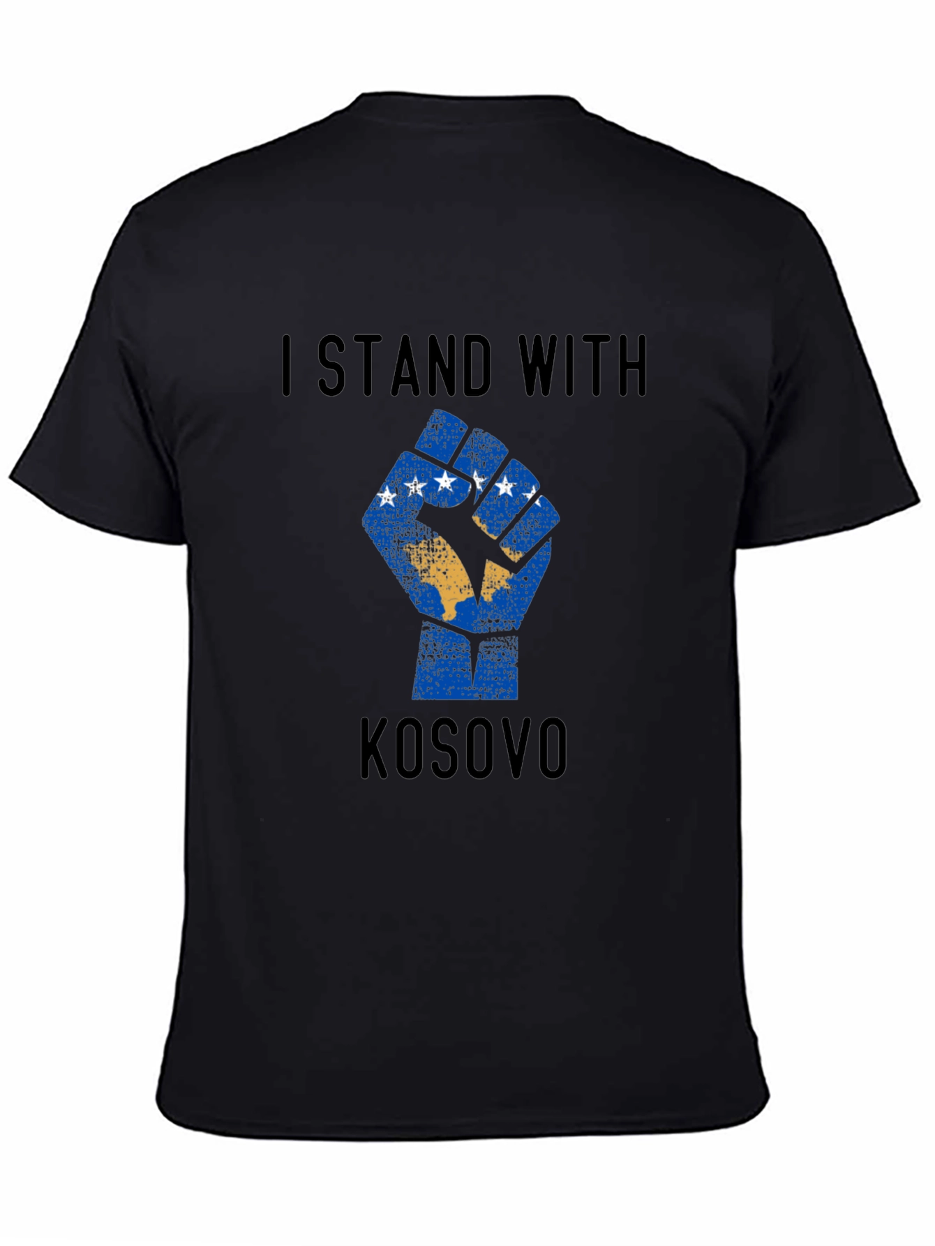 I Stand With Kosovo Graphic T-Shirt - Black