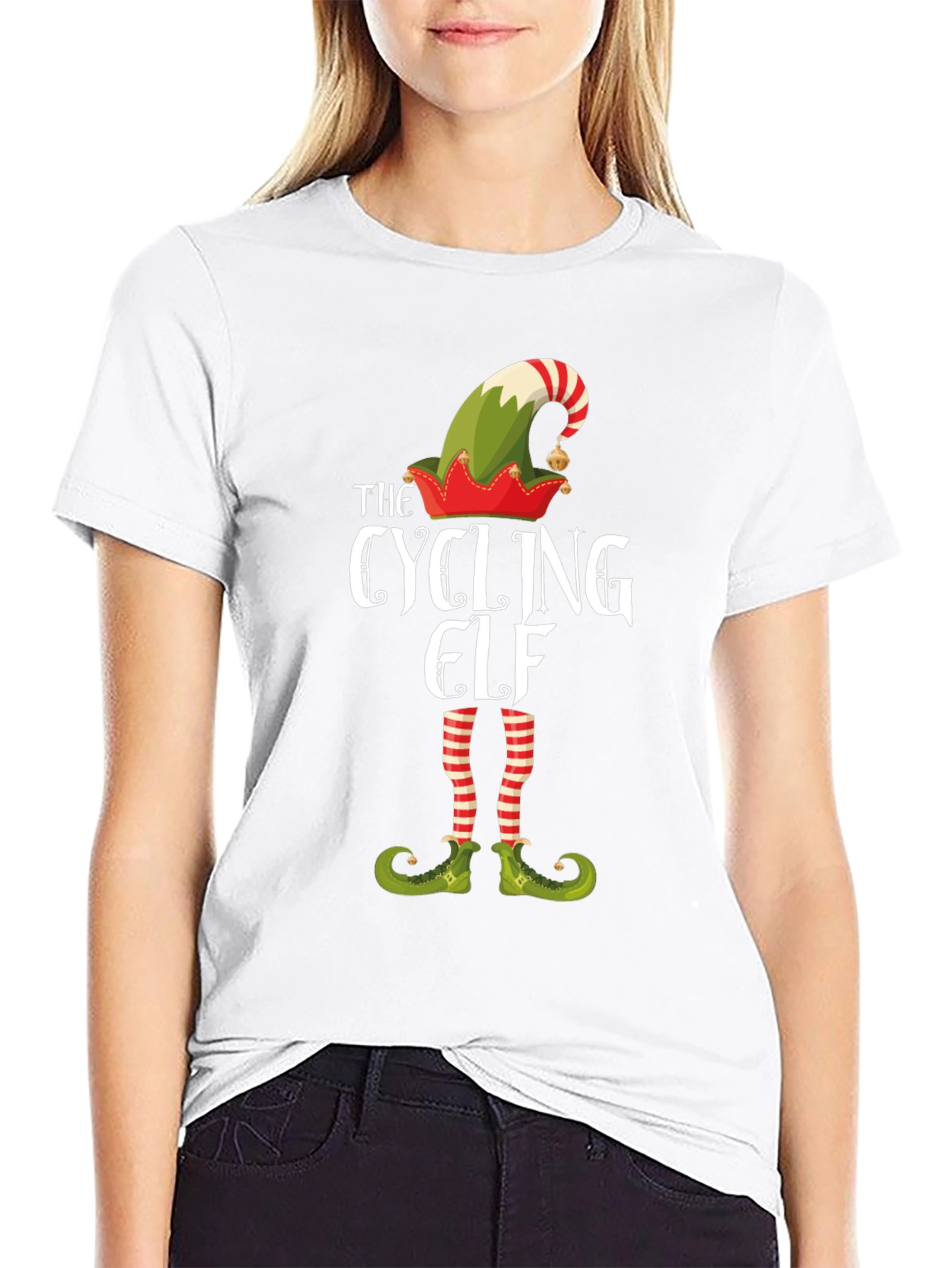 The Cycling Elf T-Shirt - Holiday Festive Tee