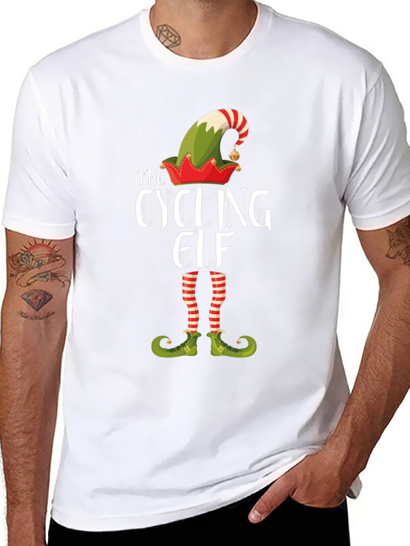 The Cycling Elf T-Shirt - Holiday Festive Tee