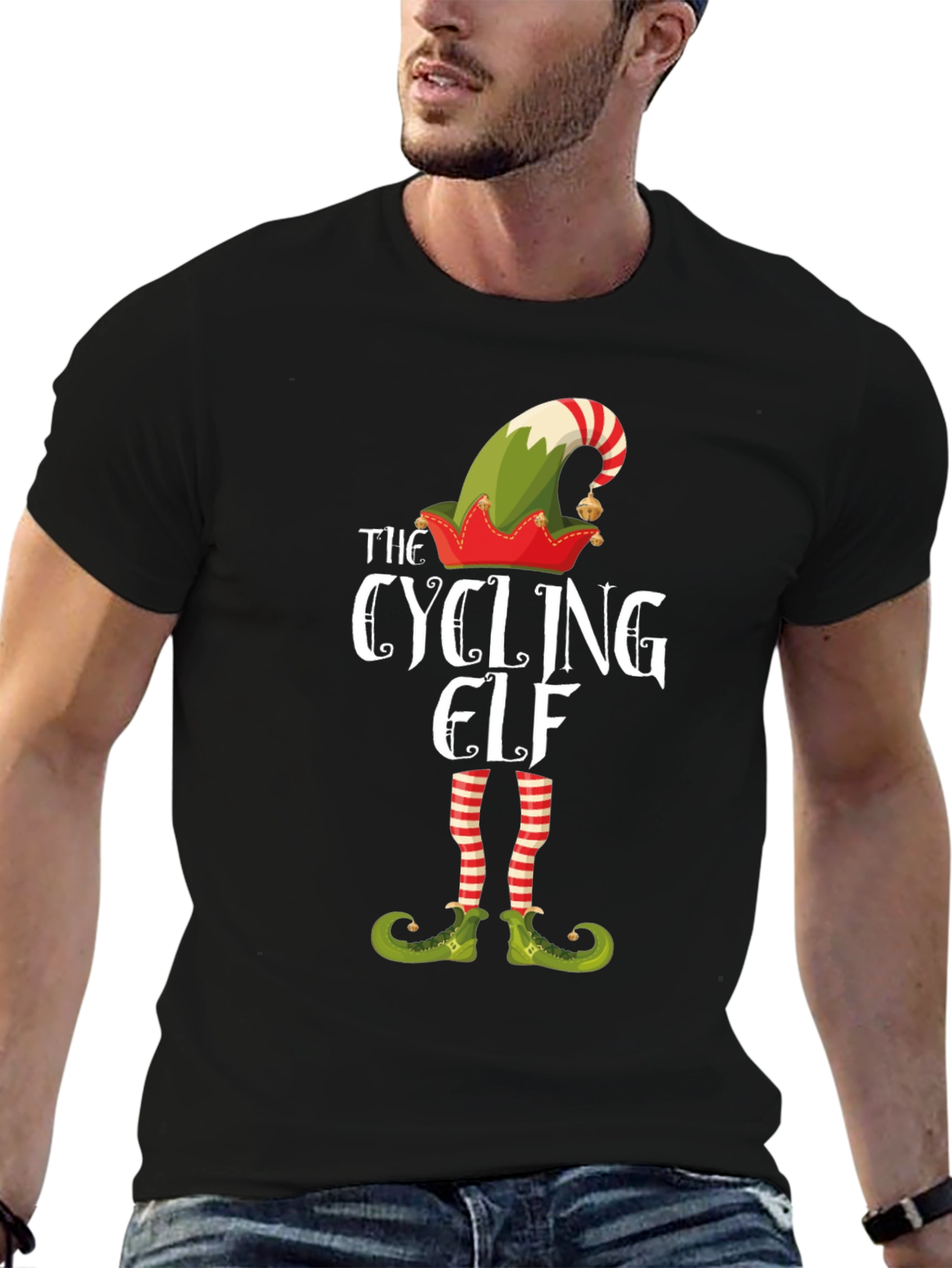The Cycling Elf T-Shirt - Holiday Festive Tee