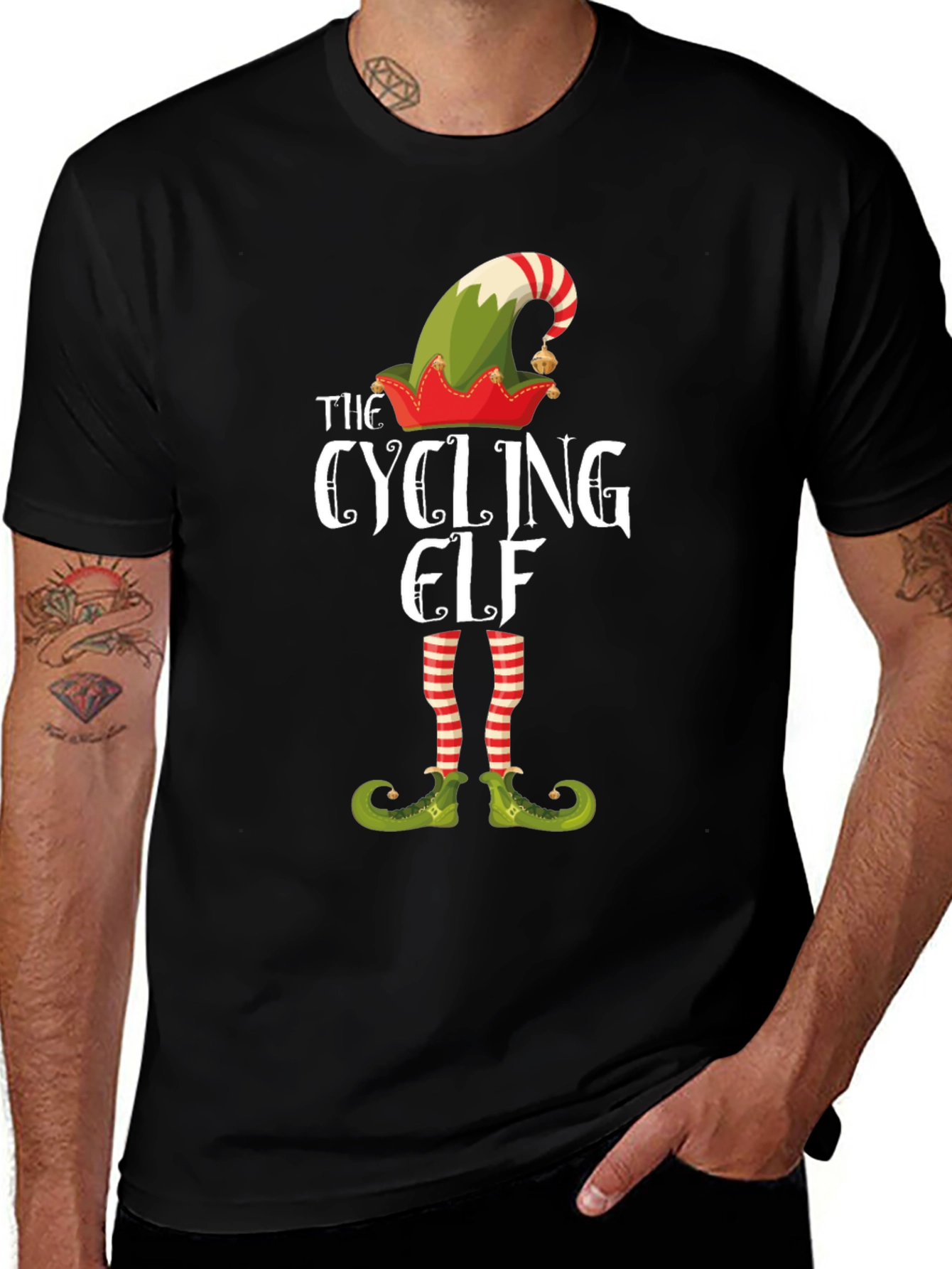 The Cycling Elf T-Shirt - Holiday Festive Tee