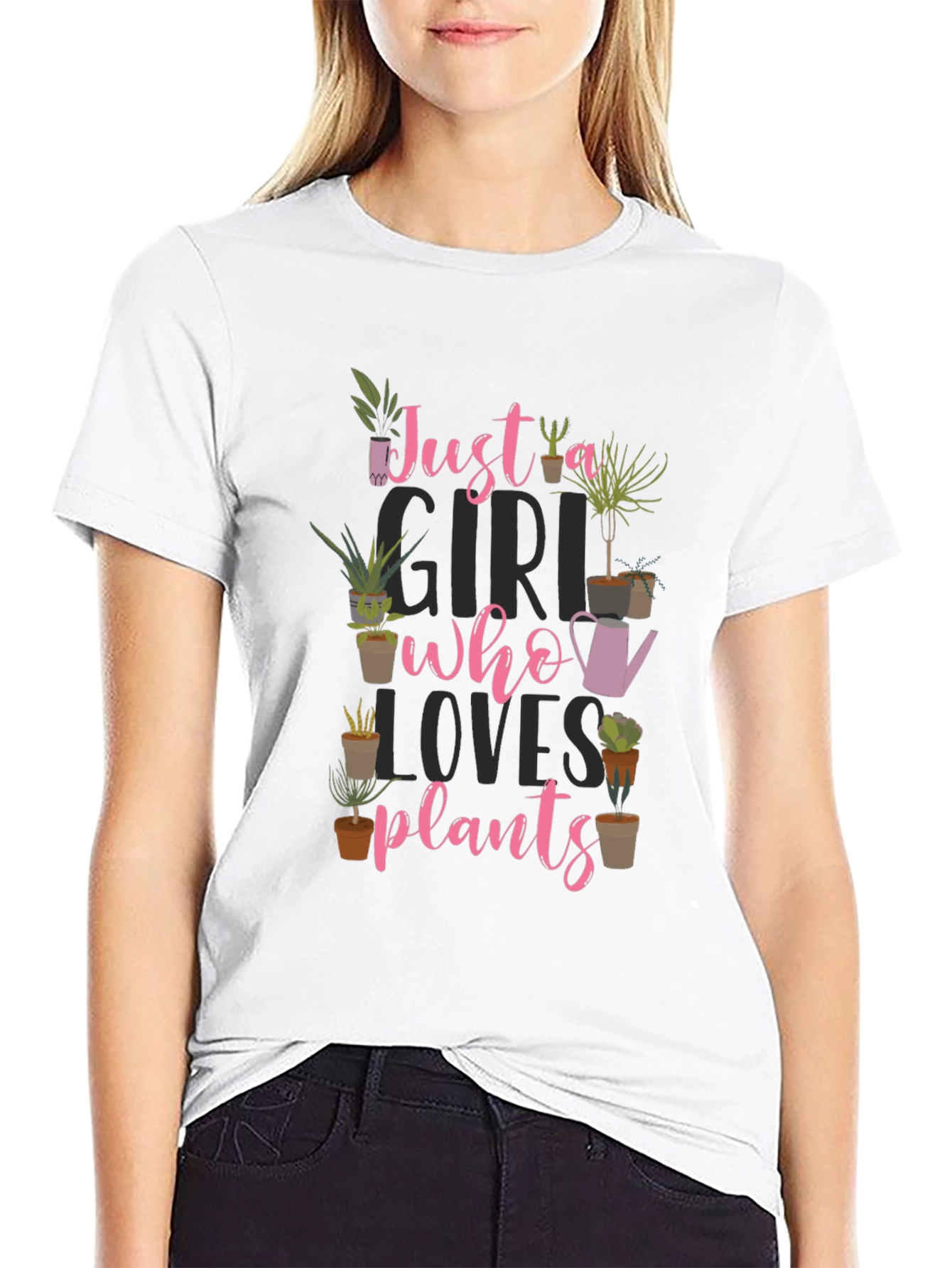 Just a Girl Who Loves Plants Black T-Shirt