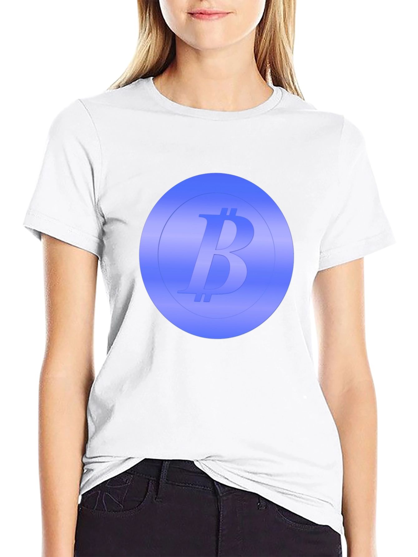 Bitcoin Blue Emblem Black T-Shirt