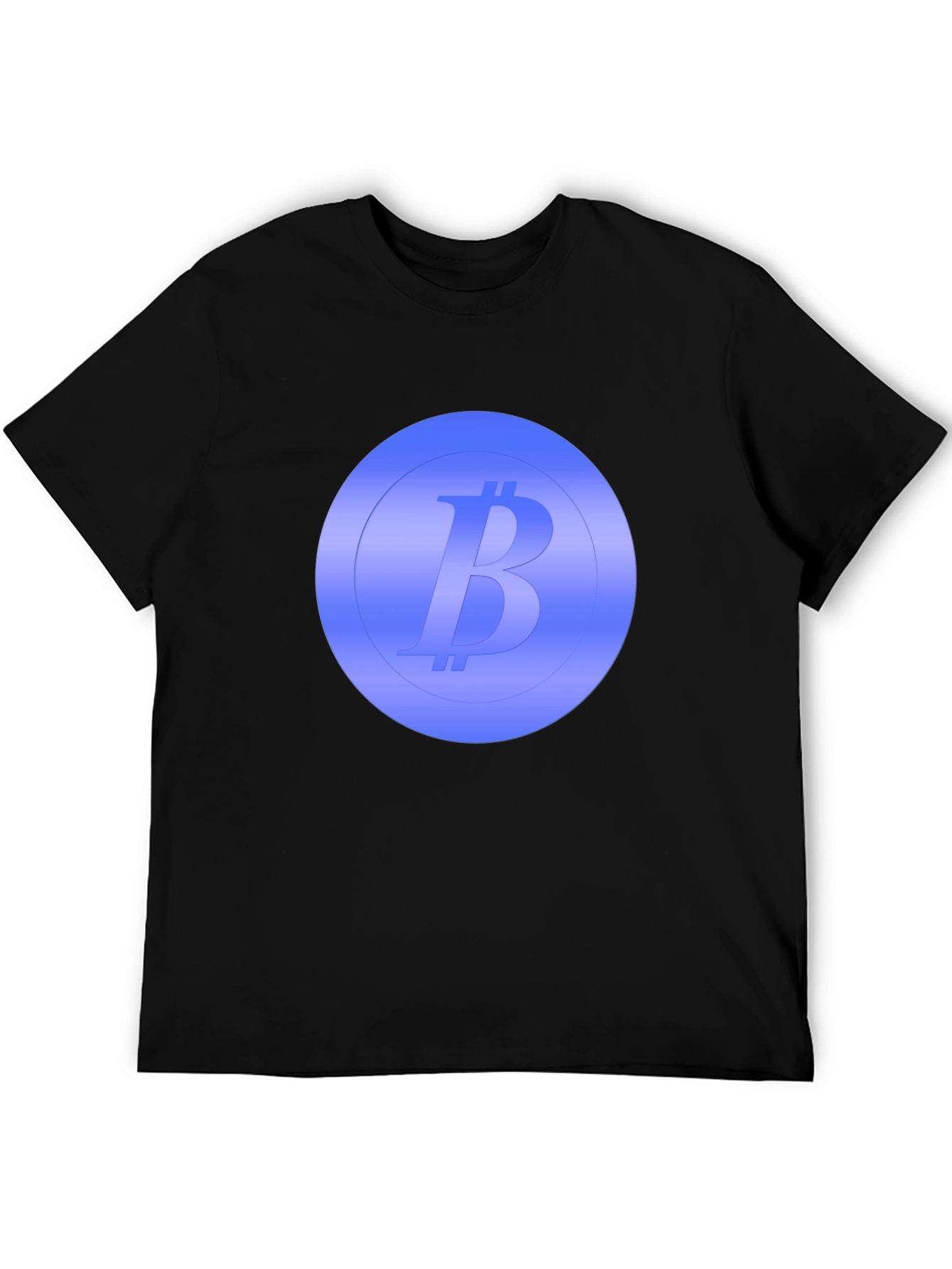 Bitcoin Blue Emblem Black T-Shirt