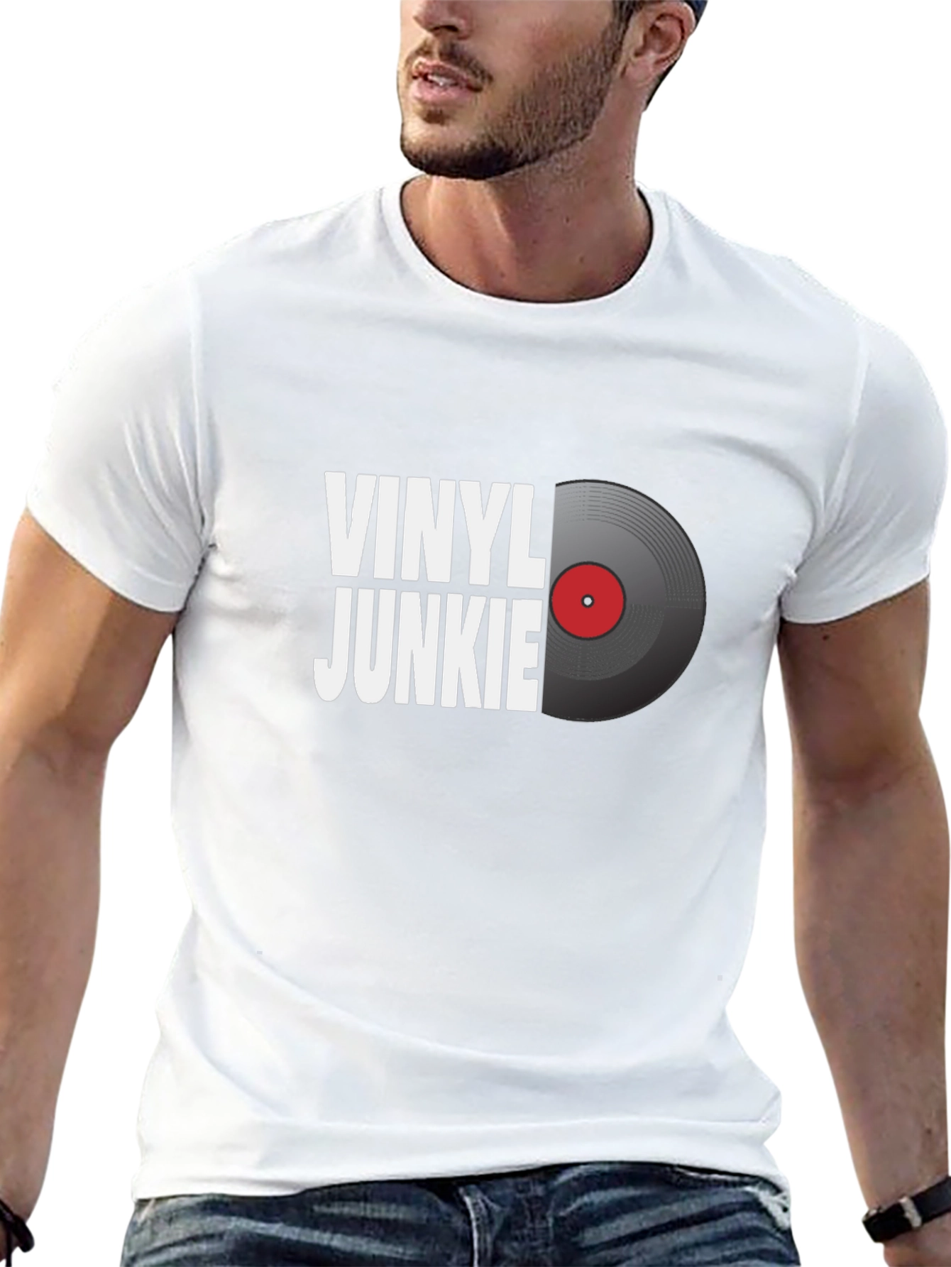 Vinyl Junkie Graphic T-Shirt - Music Lover Tee