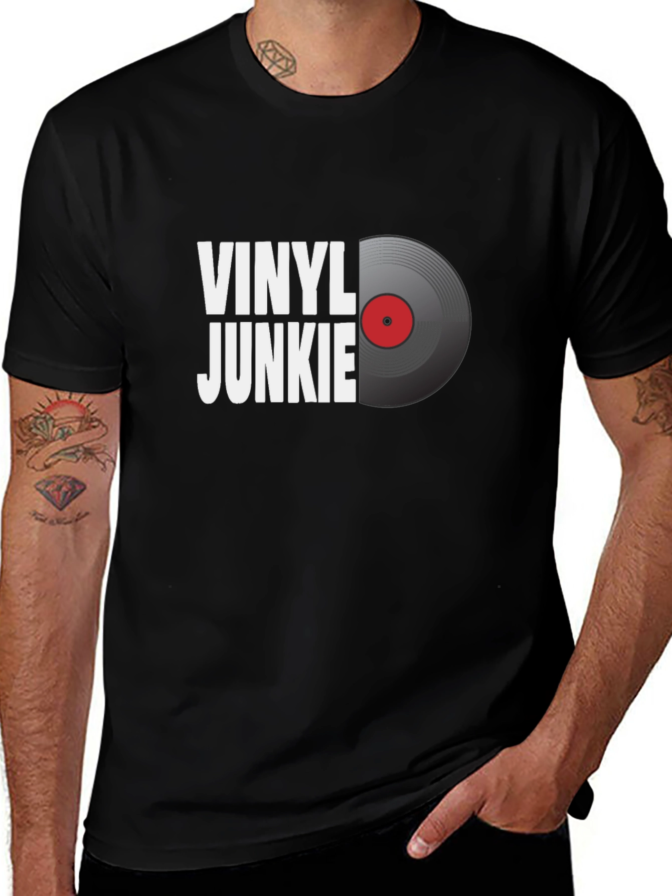 Vinyl Junkie Graphic T-Shirt - Music Lover Tee