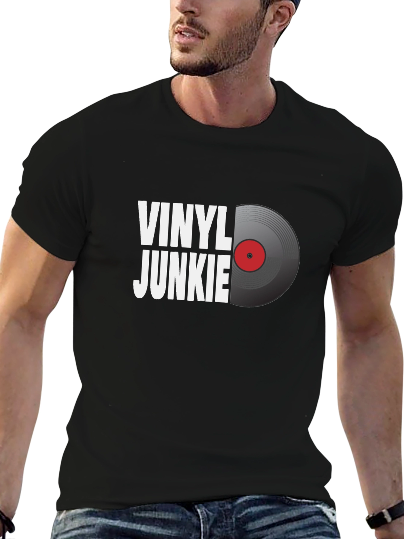 Vinyl Junkie Graphic T-Shirt - Music Lover Tee
