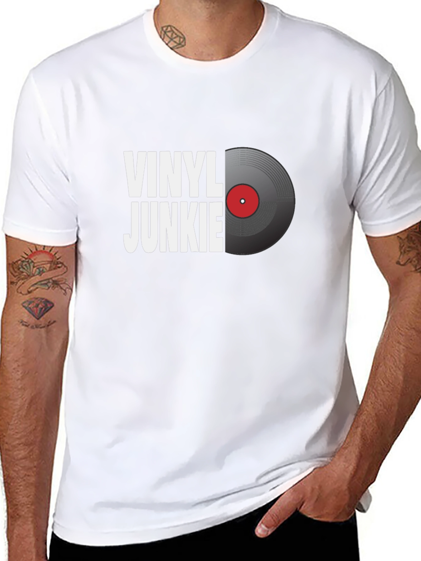 Vinyl Junkie Graphic T-Shirt - Music Lover Tee