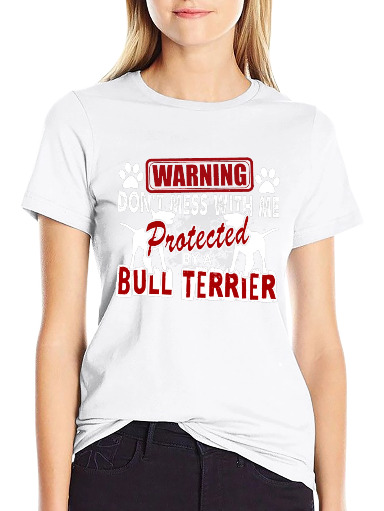 Warning: Bull Terrier Protected Mens T-Shirt