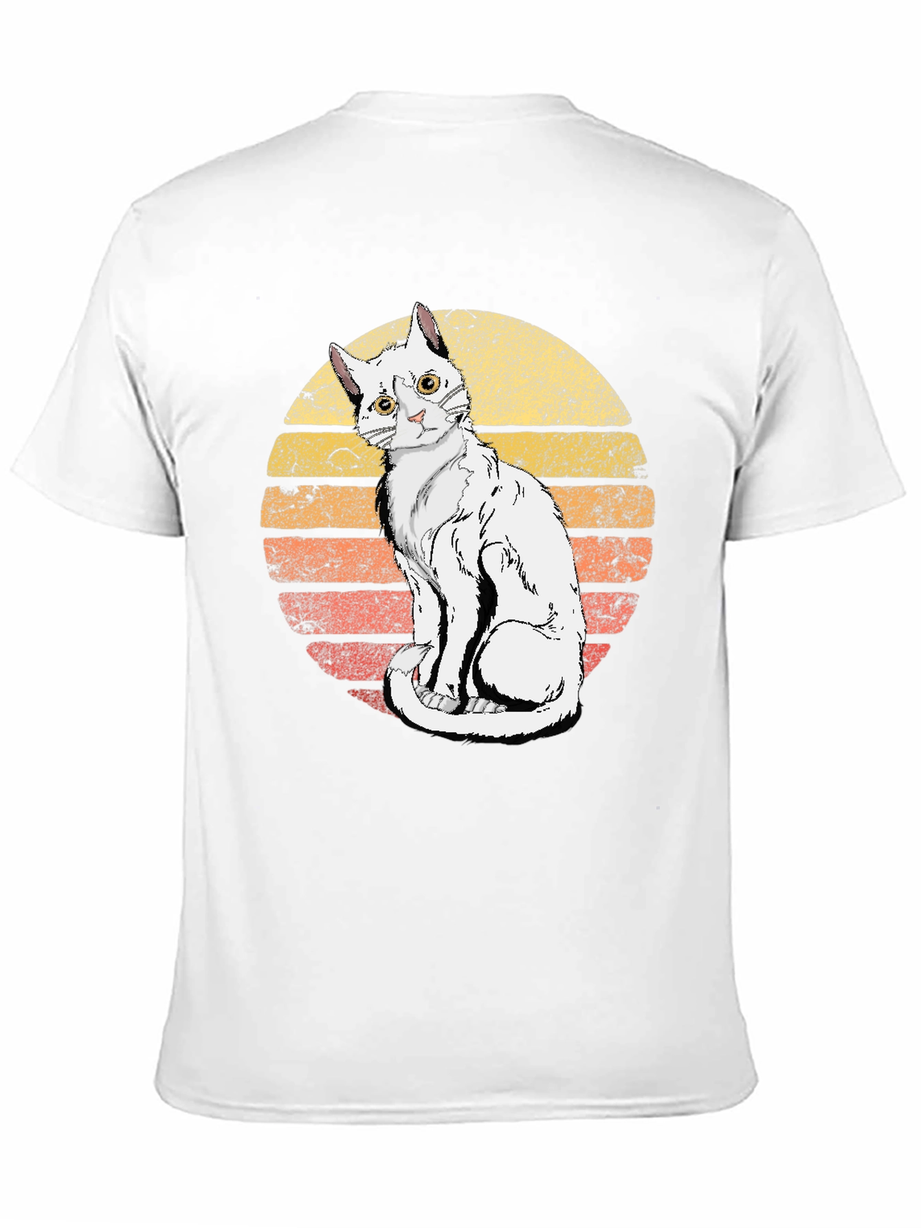 Retro Sunset Cat Graphic Tee - Unisex Black T-Shirt