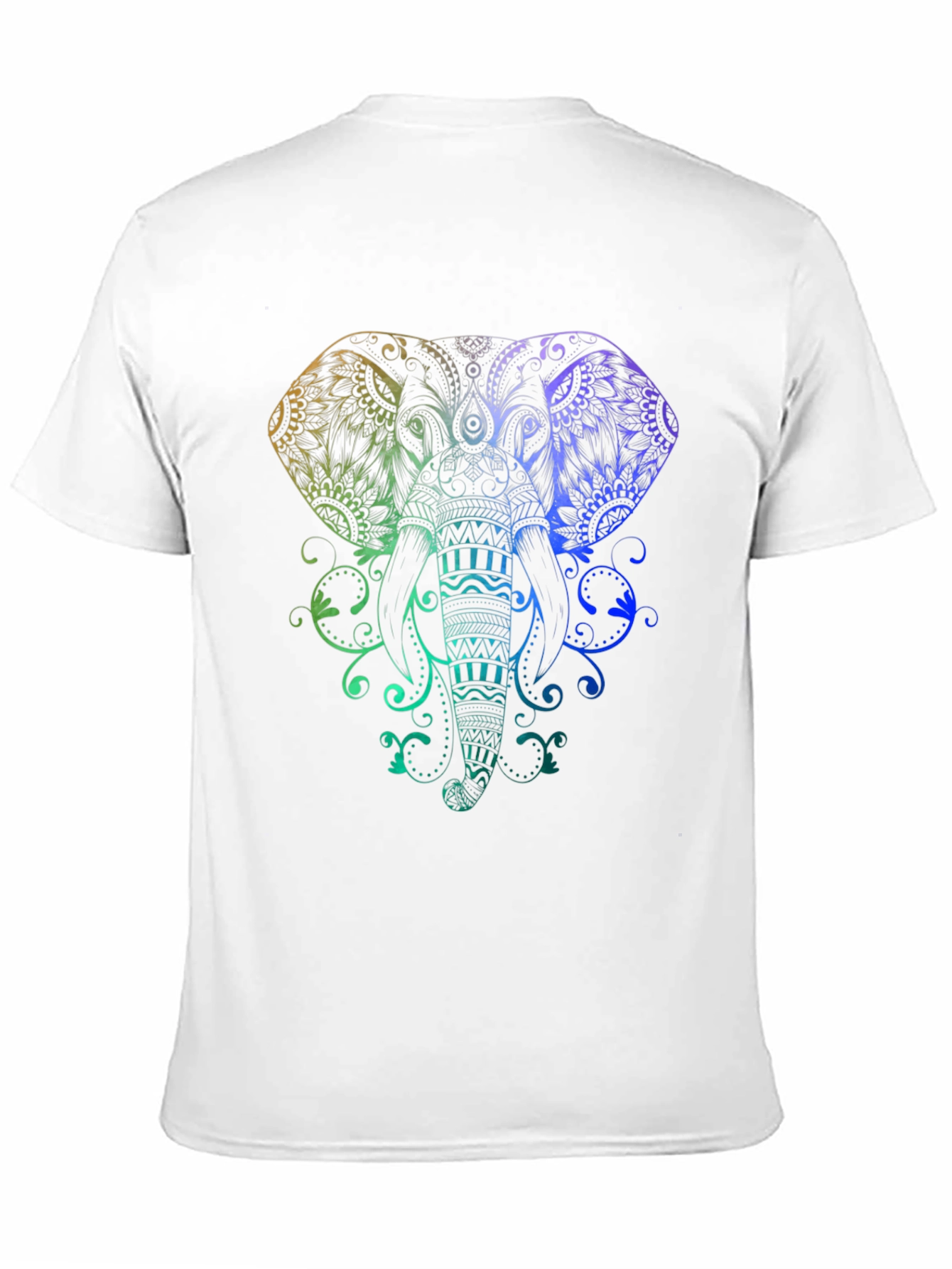 Rainbow Elephant Mandala Graphic Tee - Black Cotton