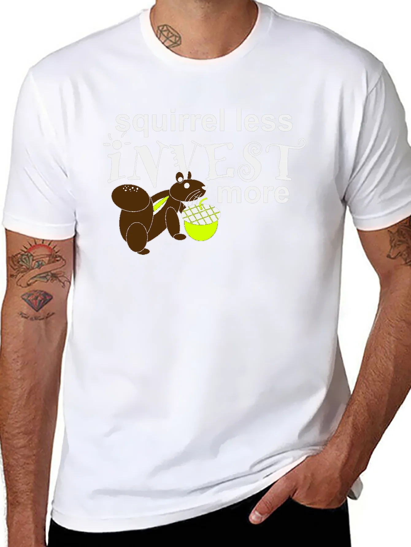 Squirrel Less Invest More Graphic T-Shirt