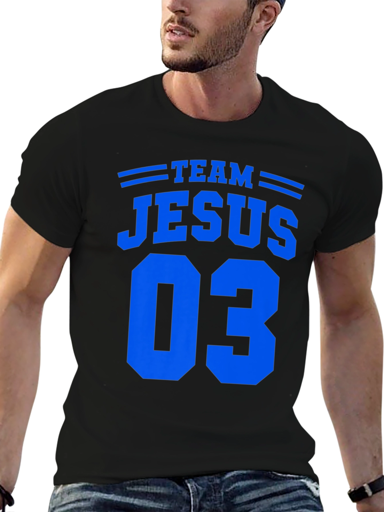 Team Jesus 03 Black Graphic T-Shirt