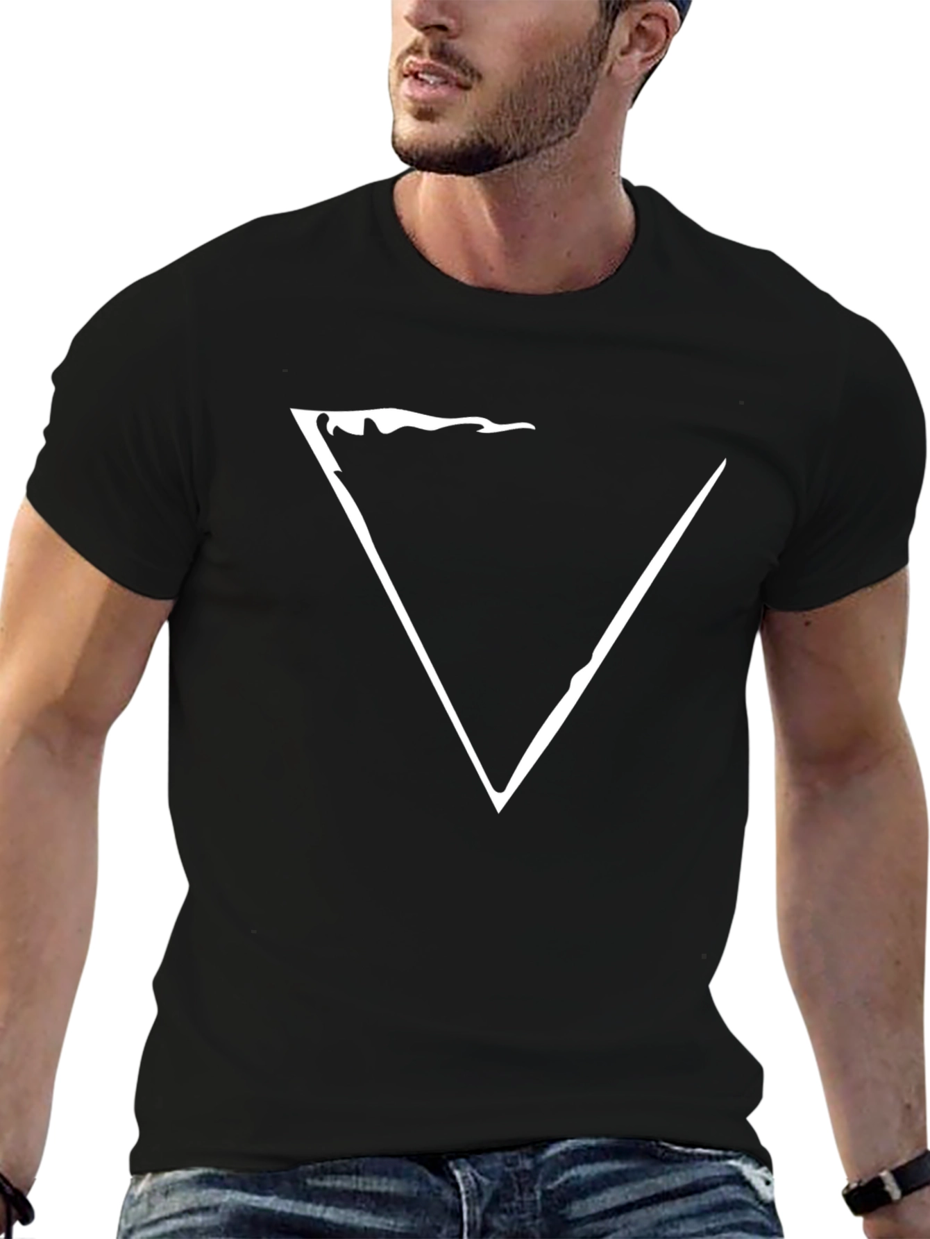 Modern Graphic Triangle Tee - Black Cotton Blend