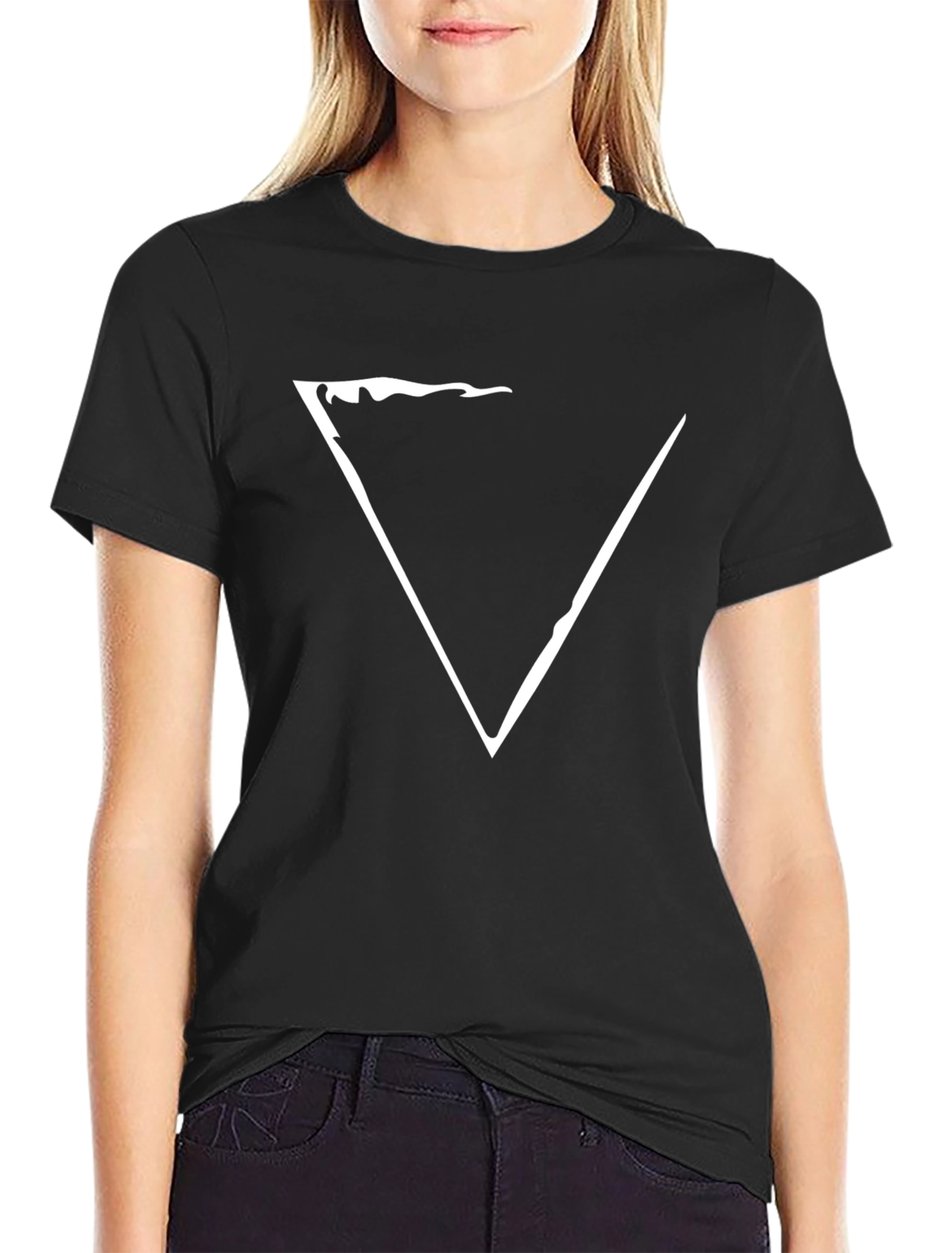Modern Graphic Triangle Tee - Black Cotton Blend