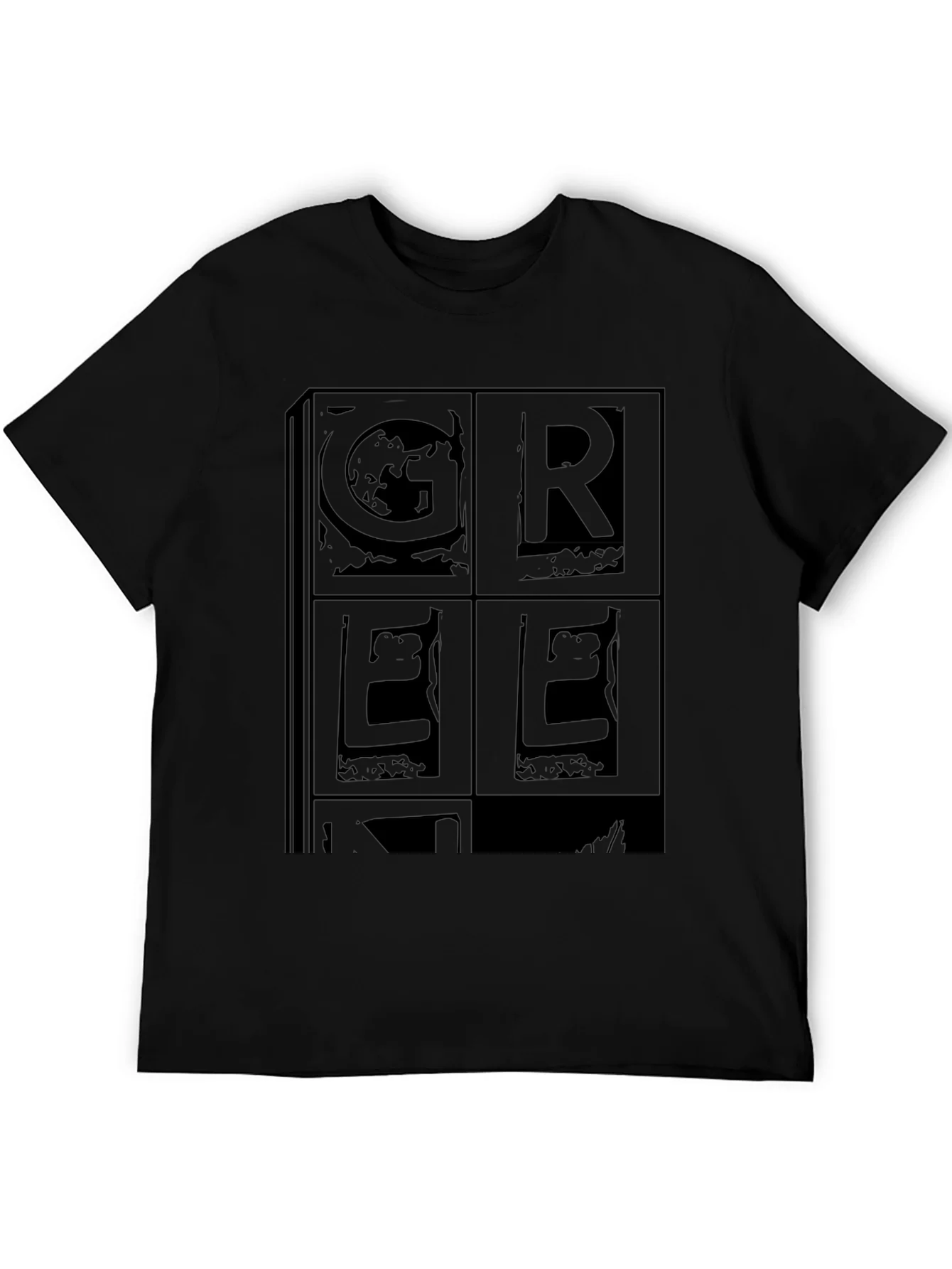Retro GREEK Print Black T-Shirt