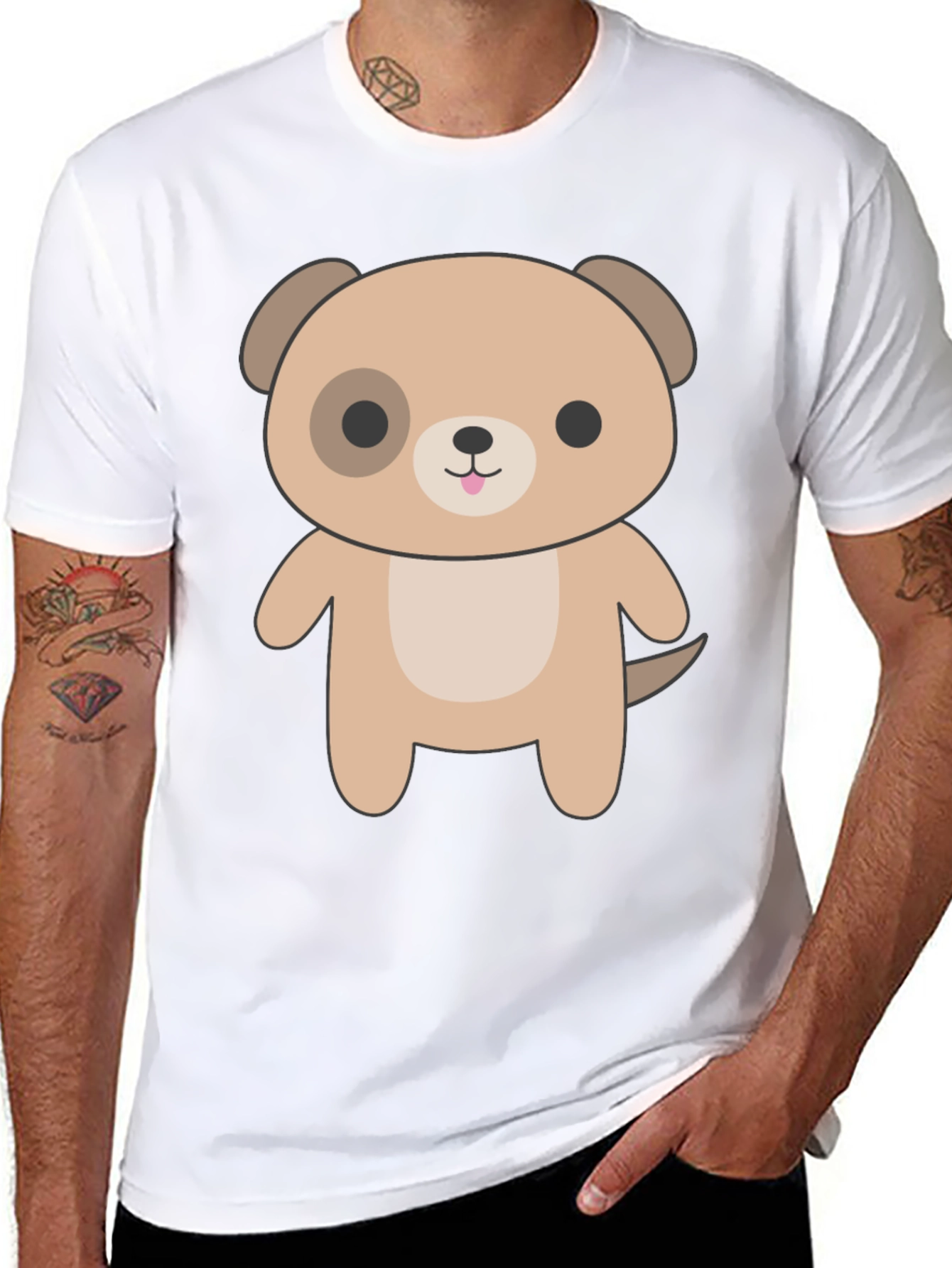 Cute Cartoon Dog Graphic T-Shirt - Unisex